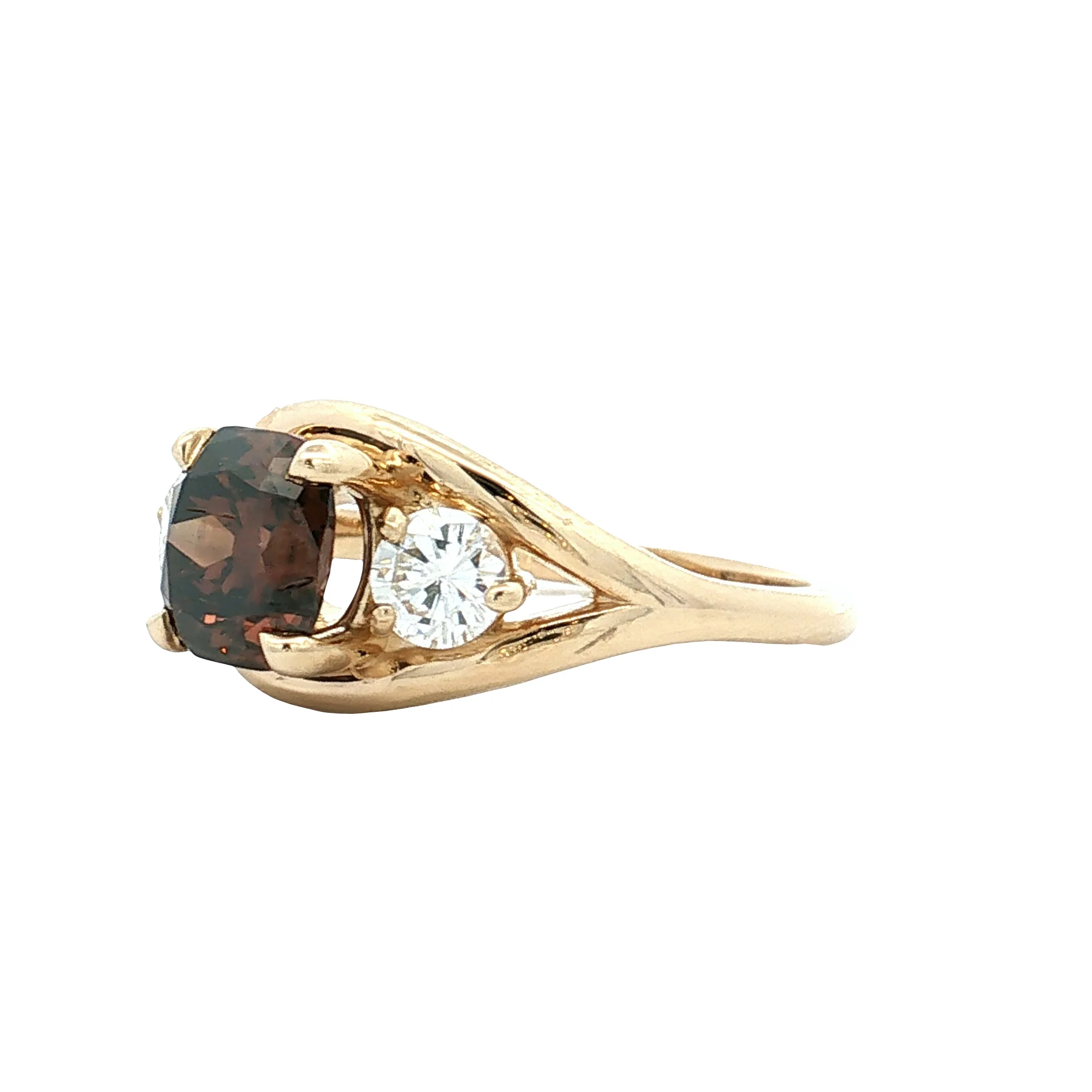 1.65 Fancy Champagne Diamond Engagement Ring 14k - Image 2