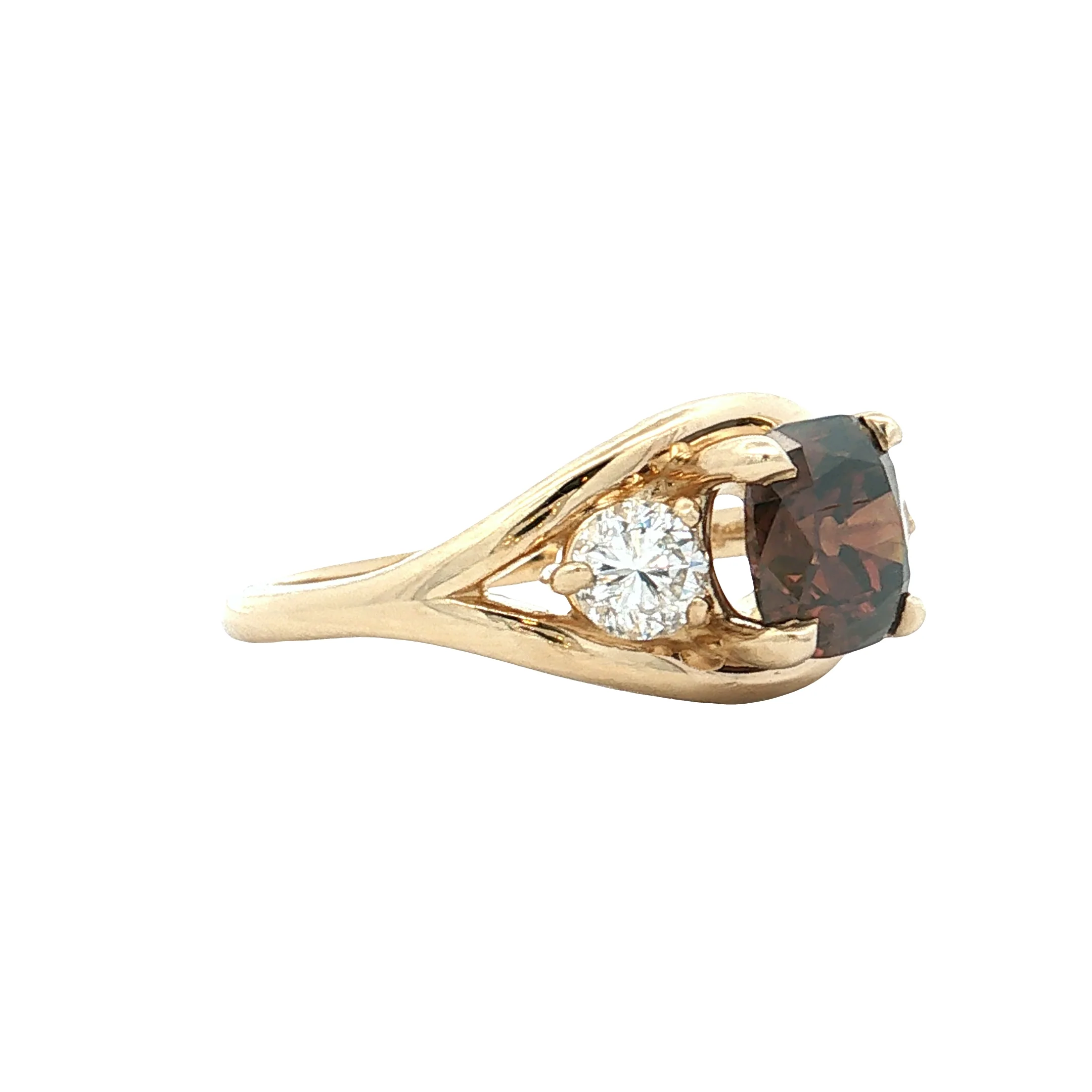 1.65 Fancy Champagne Diamond Engagement Ring 14k - Image 3