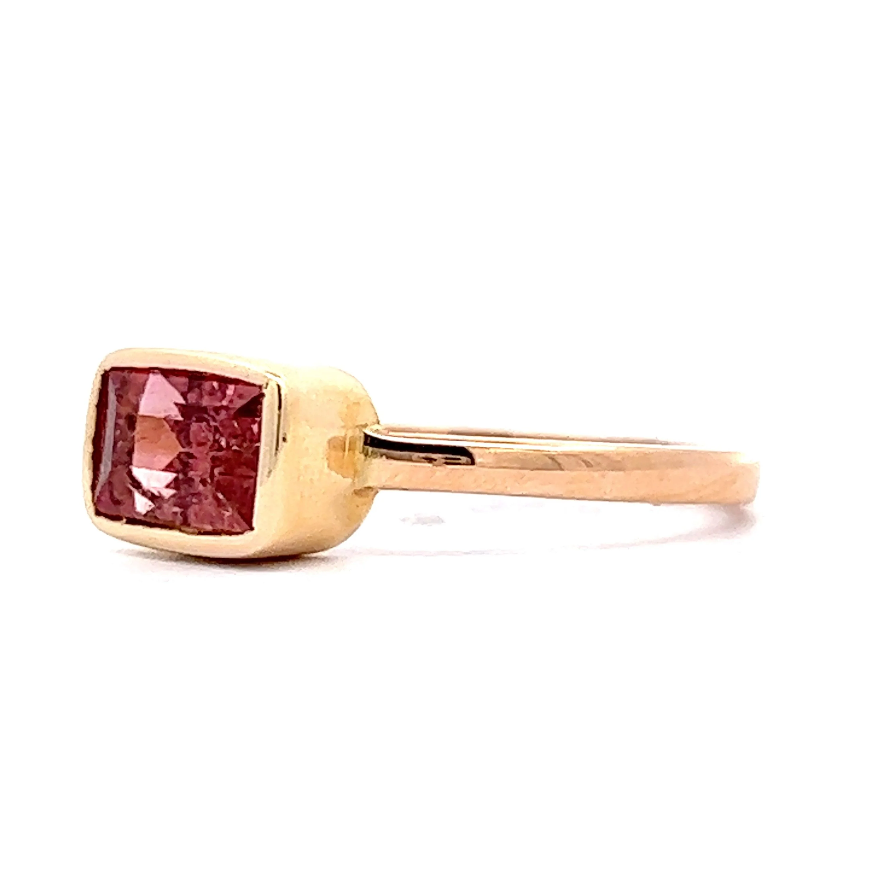 1.65 Pink Tourmaline Stacking Ring in 14k Yellow Gold - Image 2