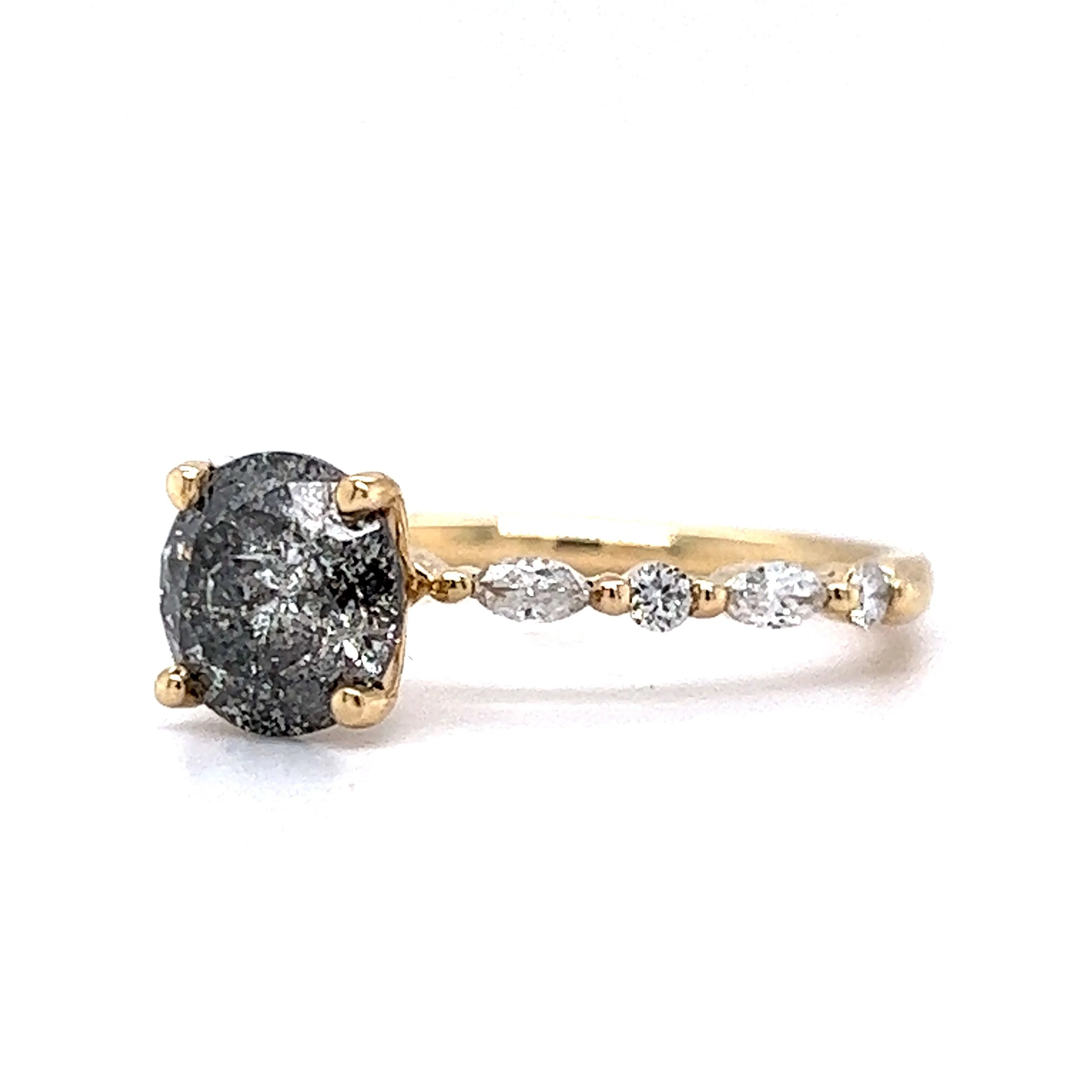1.65 Salt & Pepper Diamond Engagement Ring in 14k Yellow Gold - Image 2