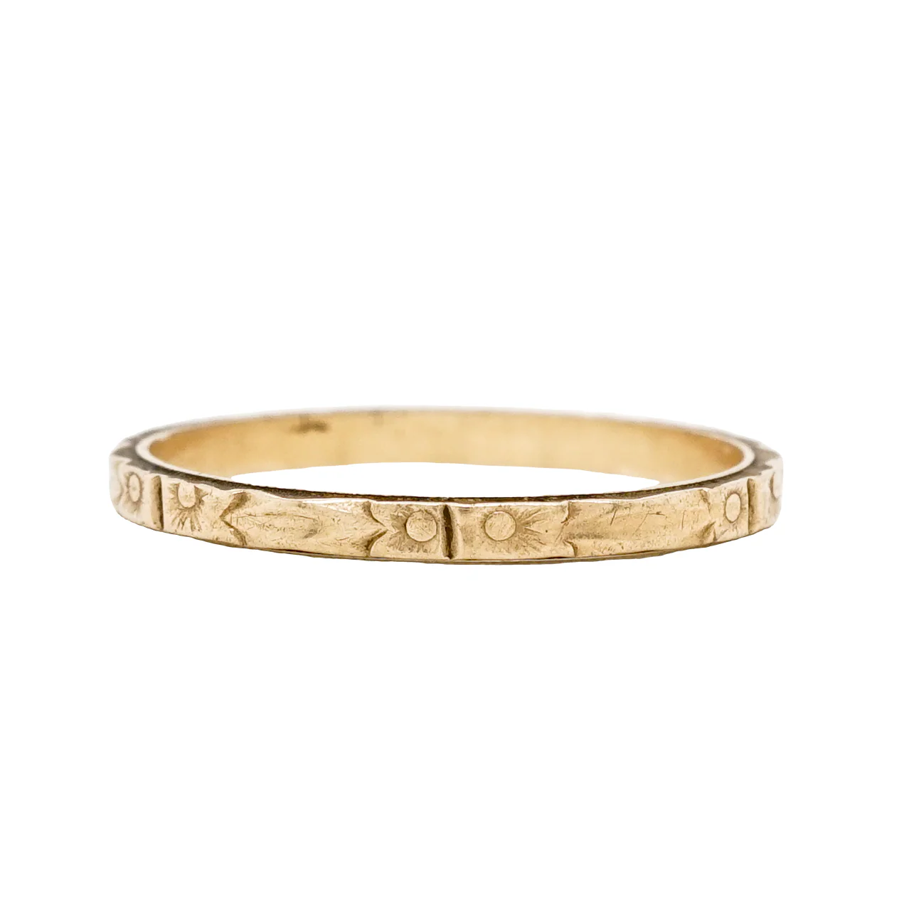 1.65mm Art Deco Engraved Wedding Band in 14k Yellow Gold - Image 2