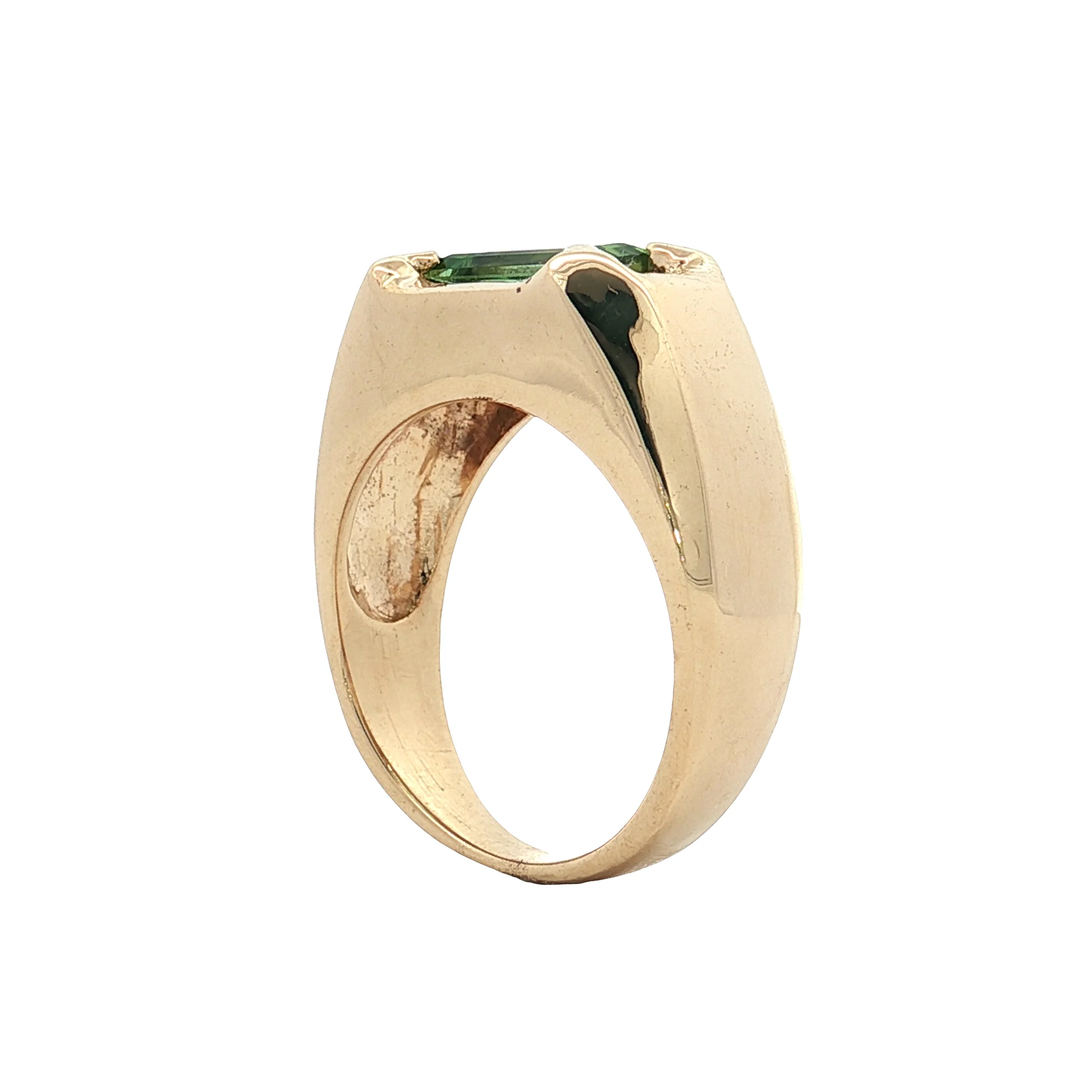1.66 Green Tourmaline Baguette Cocktail Ring 14k - Image 5