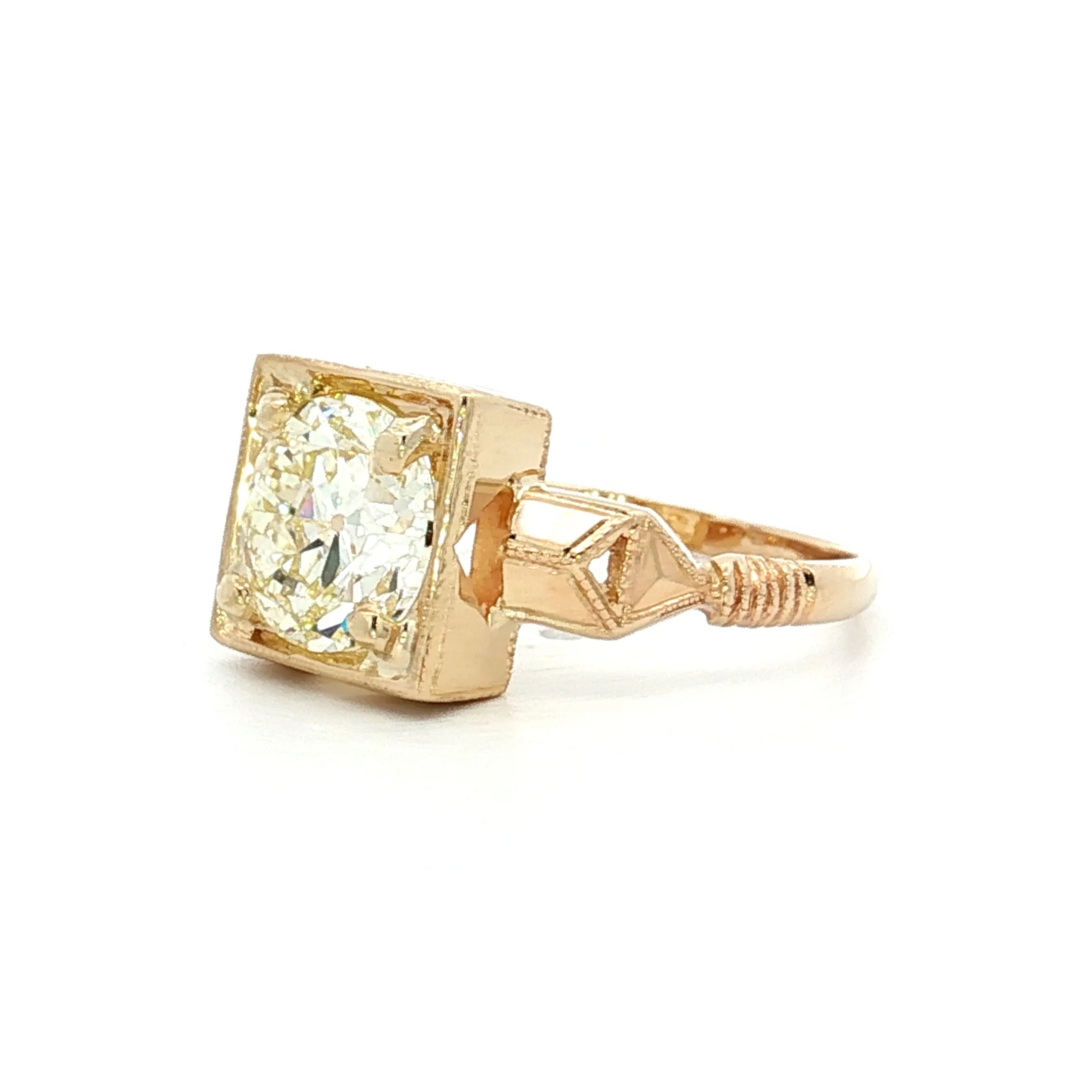 1.68 Antique Old European Diamond Engagement Ring 14k - Image 2