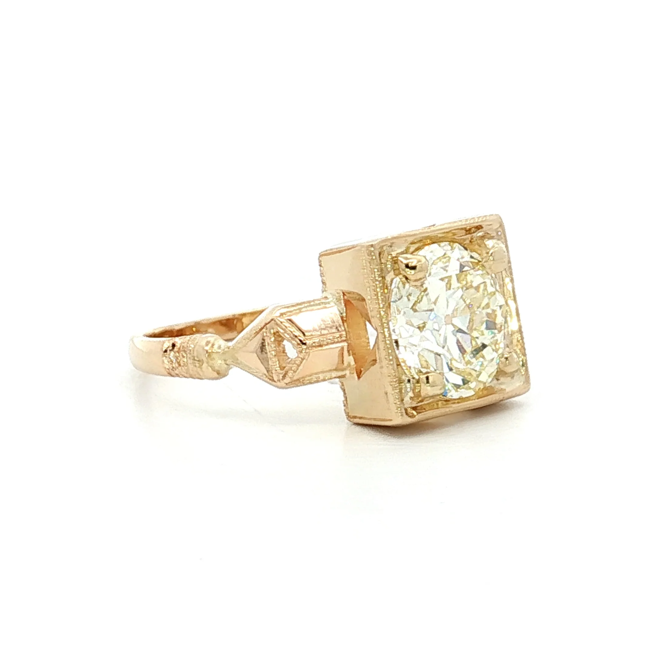 1.68 Antique Old European Diamond Engagement Ring 14k - Image 3