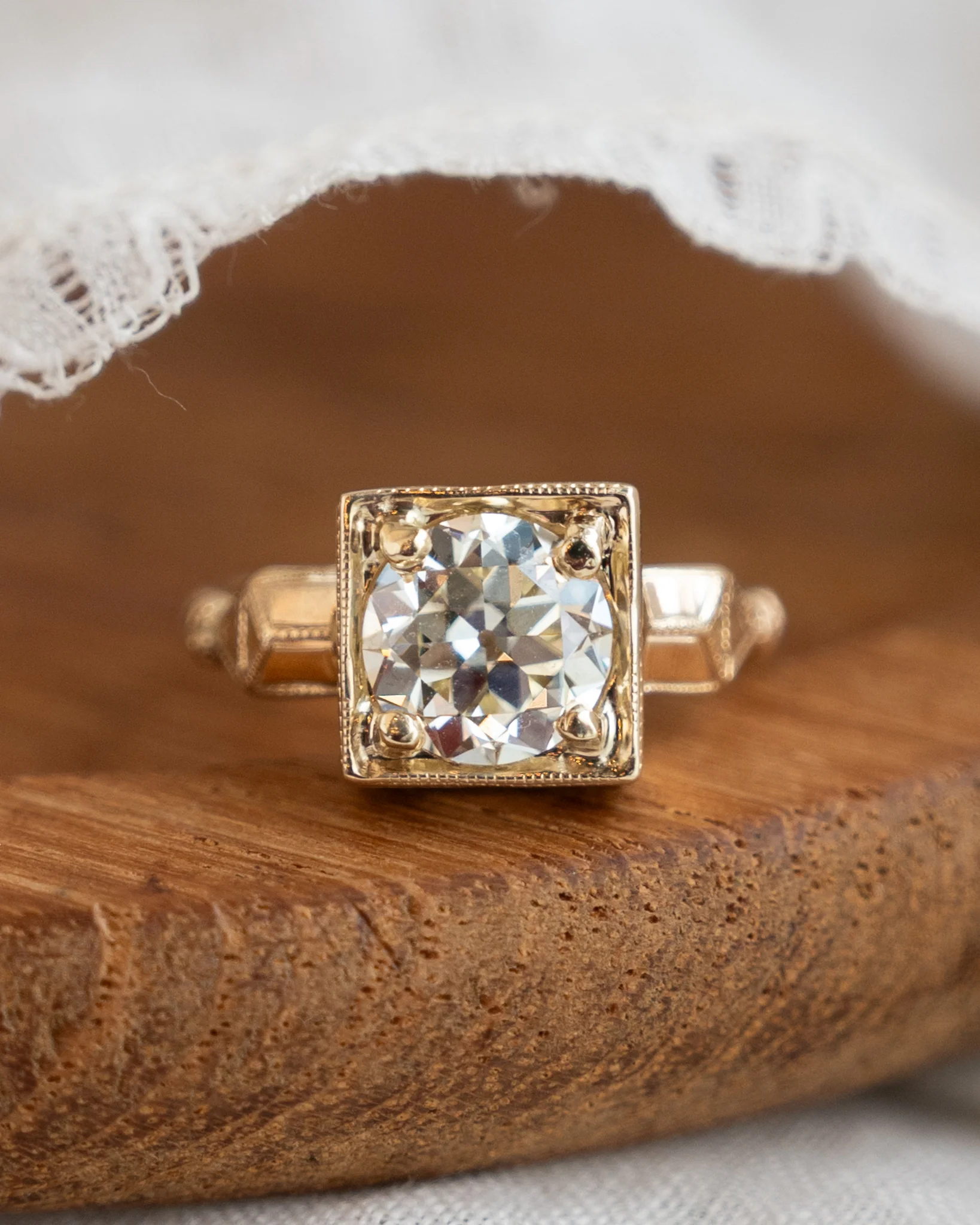 1.68 Antique Old European Diamond Engagement Ring 14k - Image 6