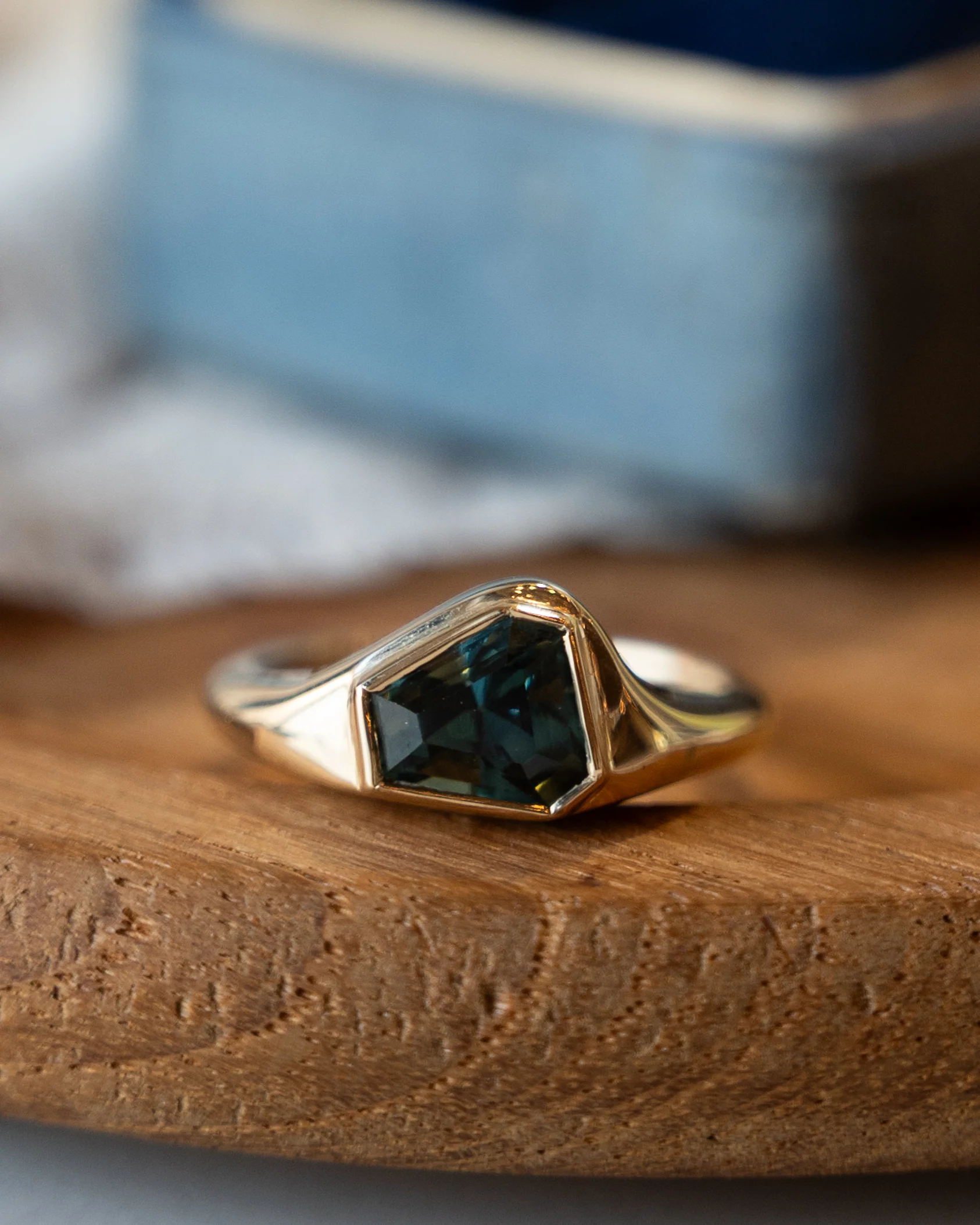 1.68 Shield Cut Sapphire Solitaire Ring 14k - Image 6