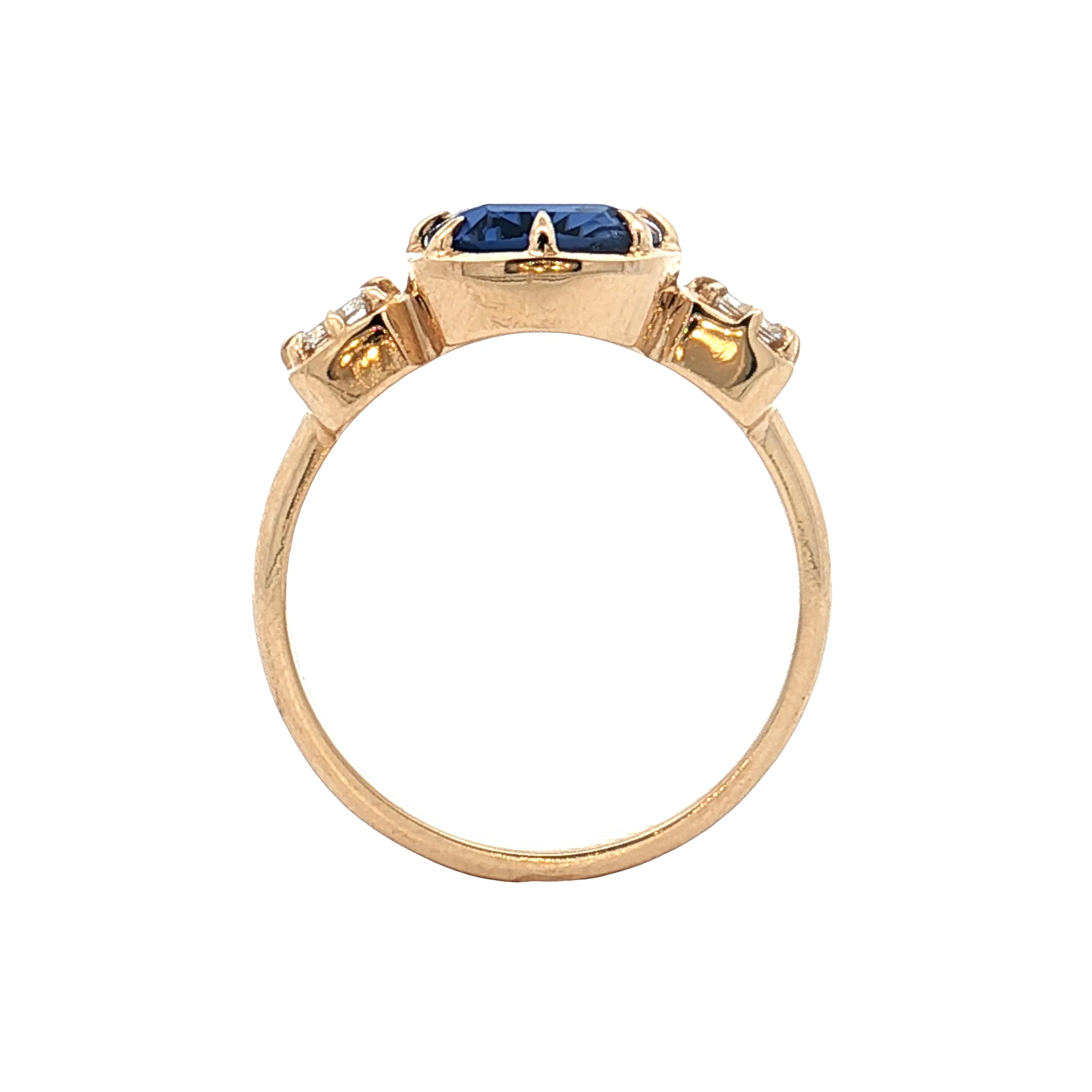 1.70 Cushion Sapphire Engagement Ring 14k Yellow Gold - Image 4