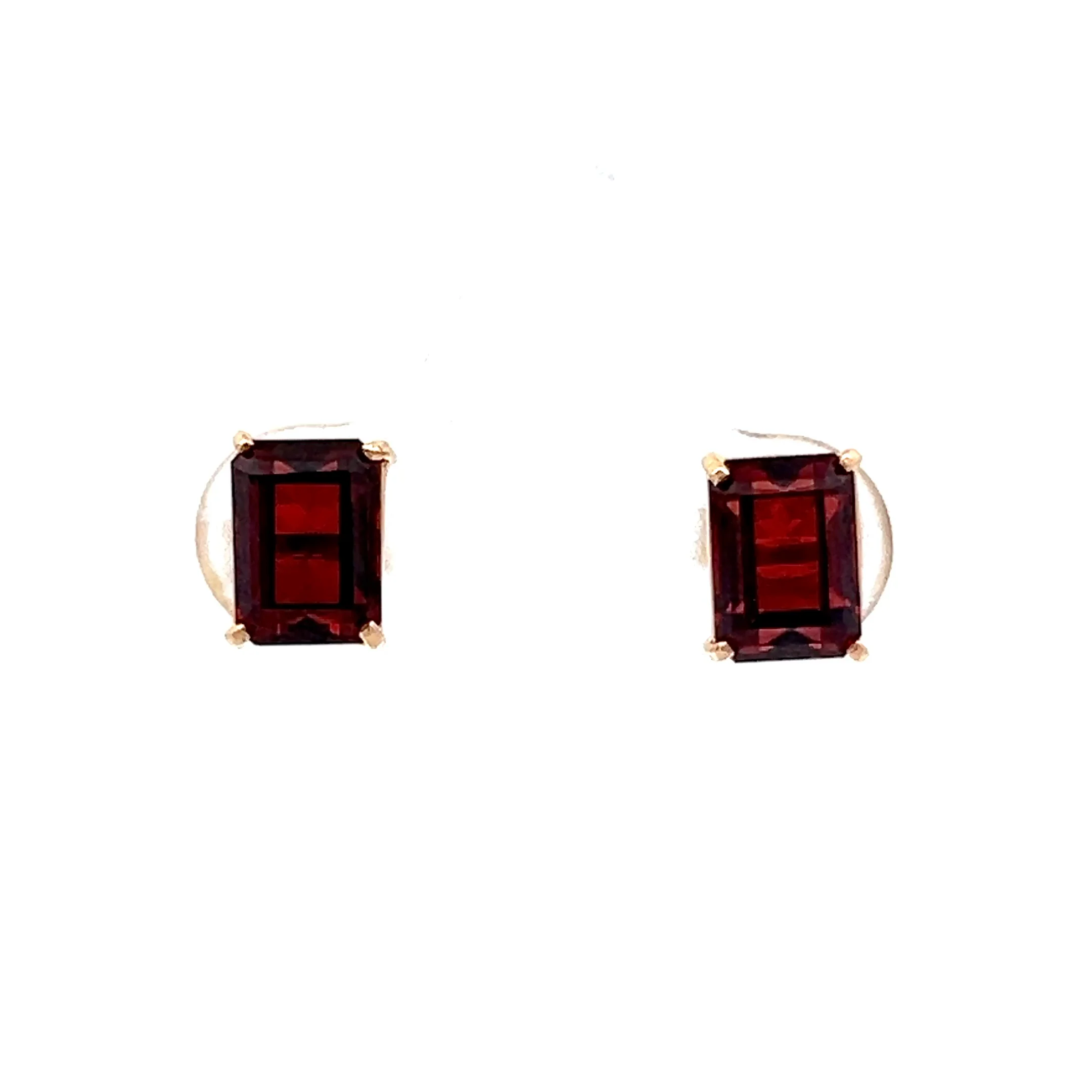 1.70 Emerald Cut Garnet Stud Earrings in 14k