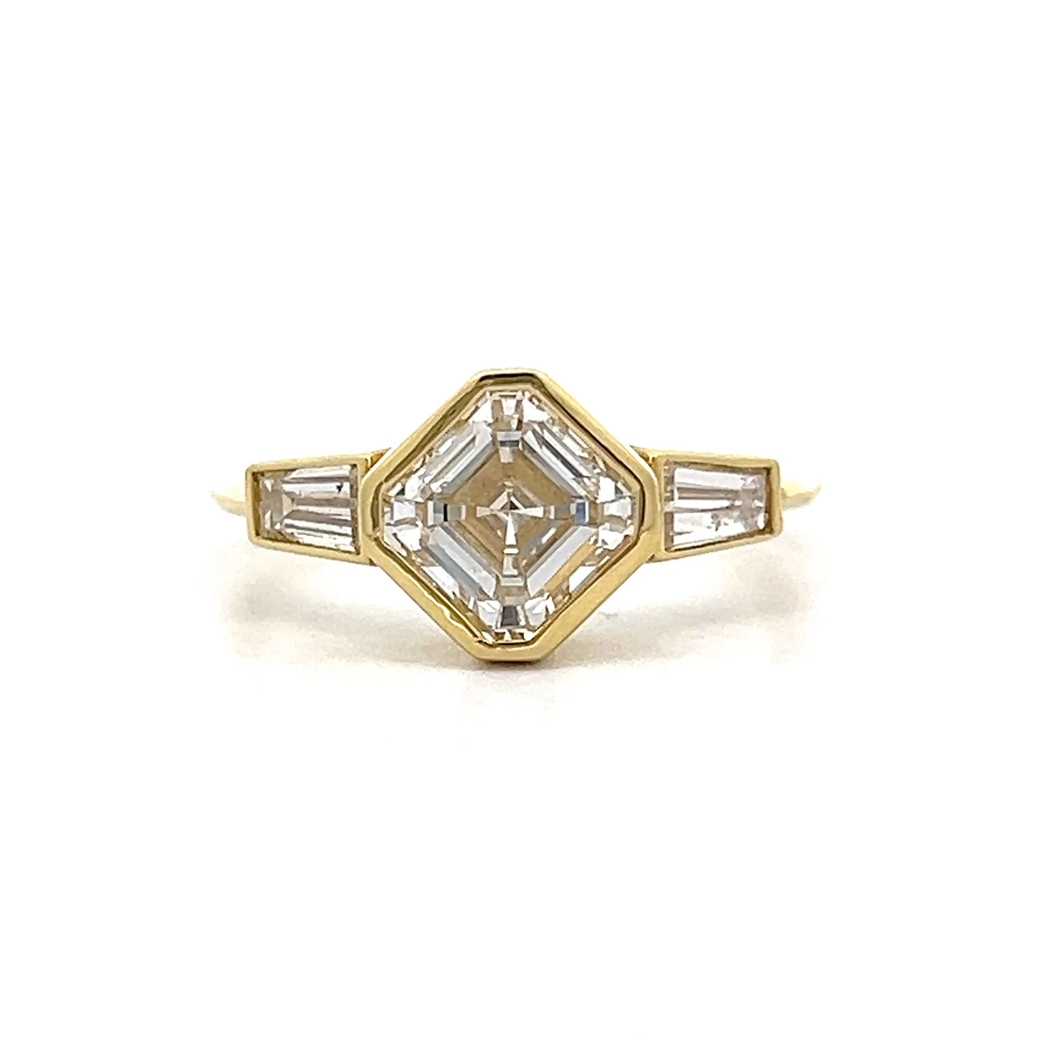 1.71 Asscher Bezel Engagement Ring in 18k Yellow Gold