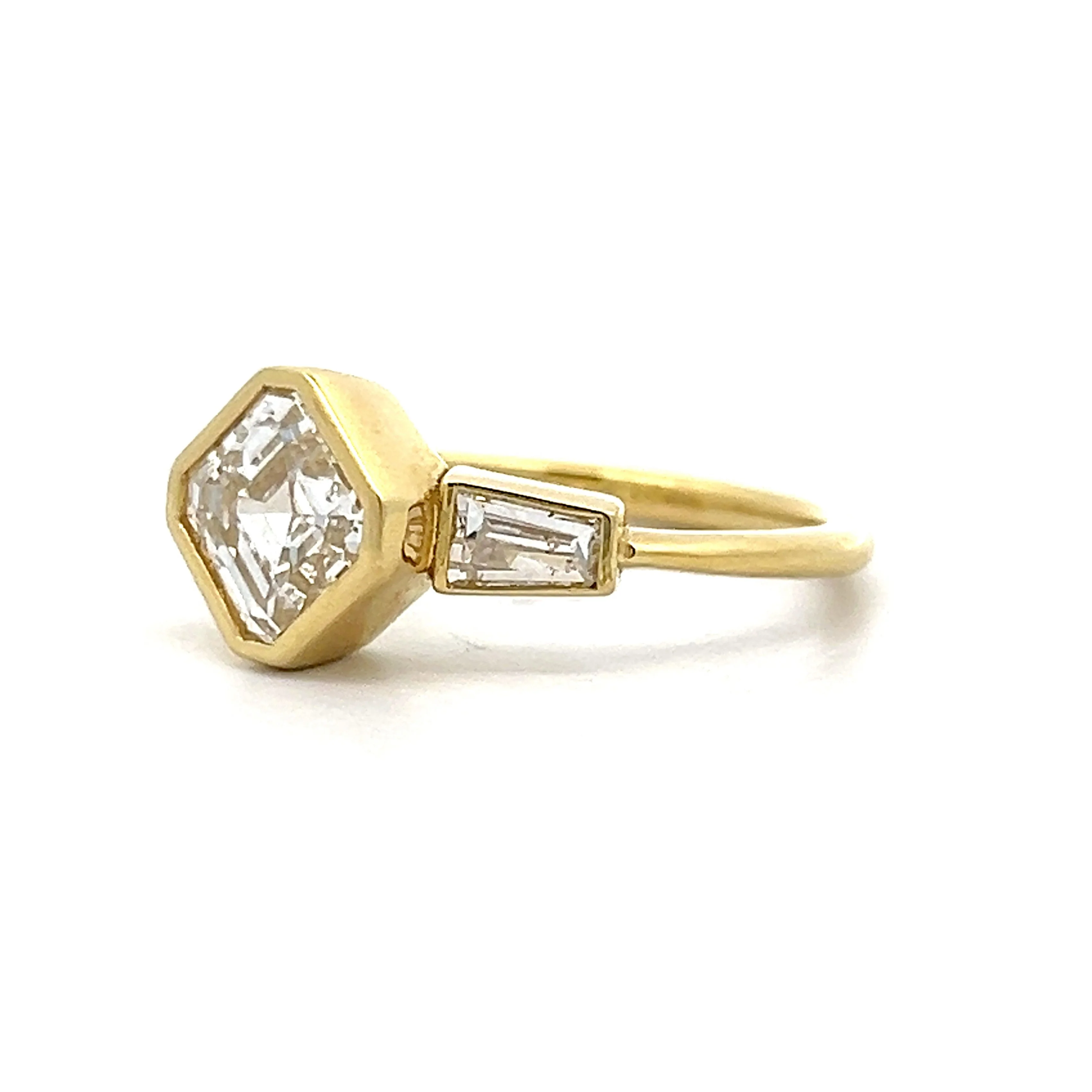 1.71 Asscher Bezel Engagement Ring in 18k Yellow Gold - Image 2