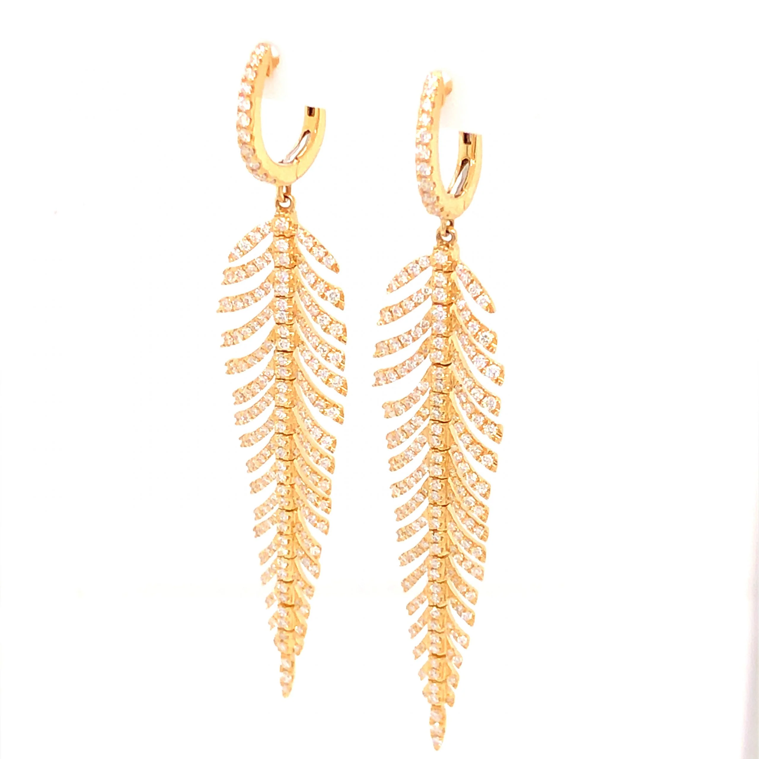 1.73 Pave Diamond Earrings in 18k Yellow Gold - Image 2