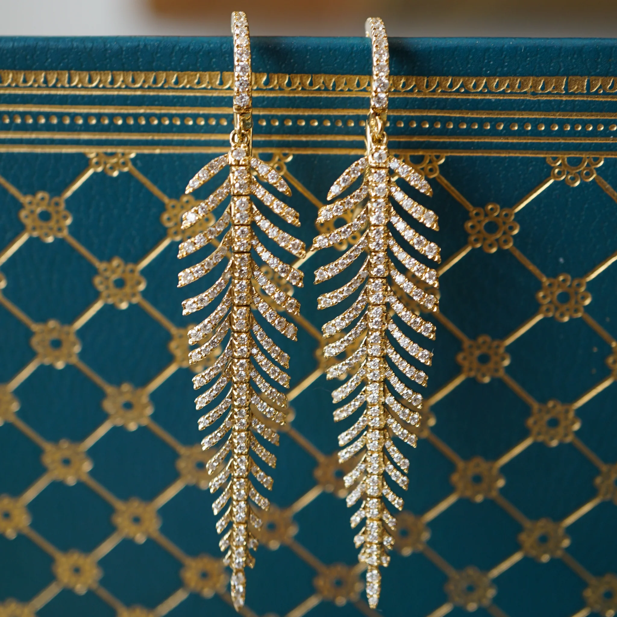 1.73 Pave Diamond Earrings in 18k Yellow Gold - Image 4