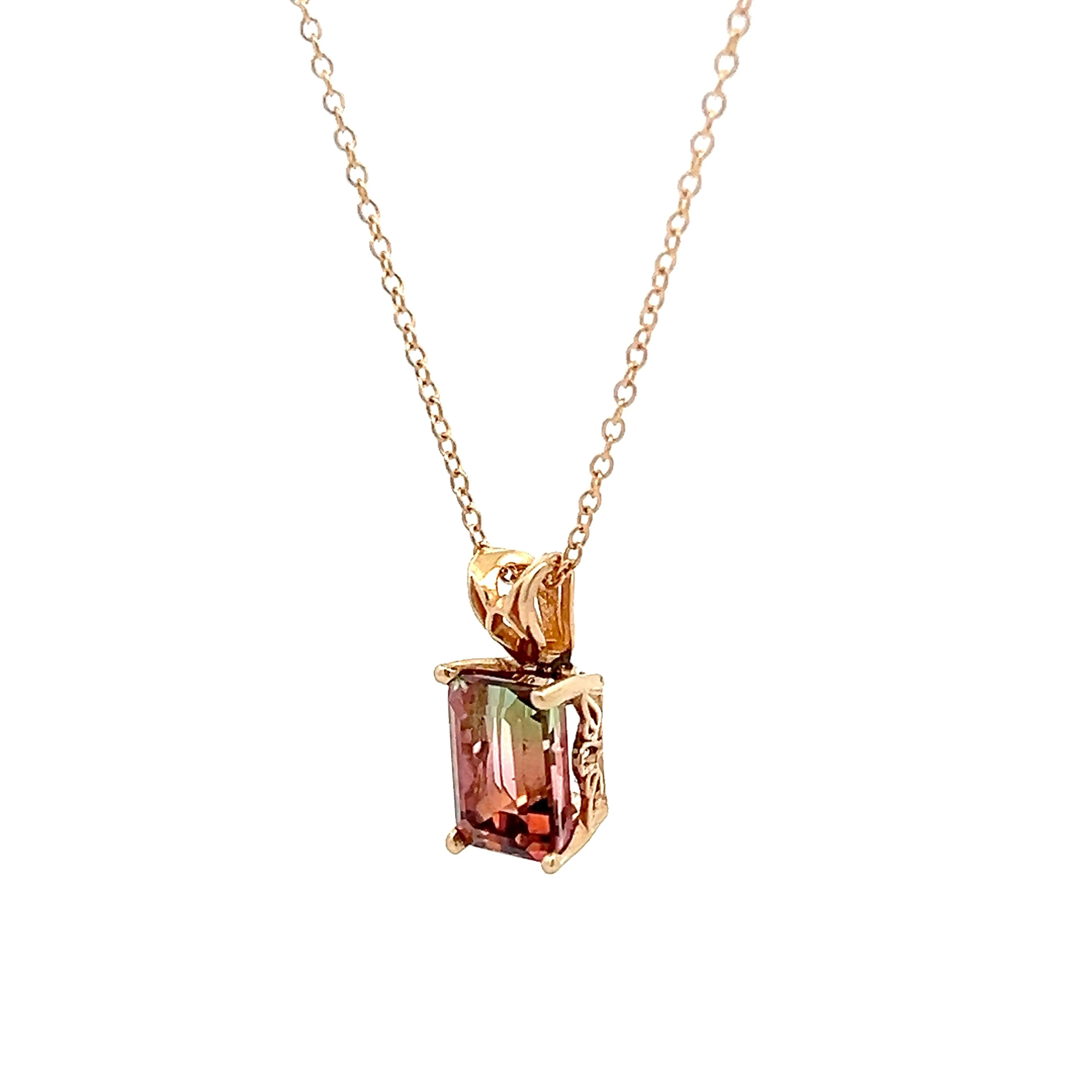 1.74 Emerald Cut Watermelon Tourmaline in 14k - Image 2