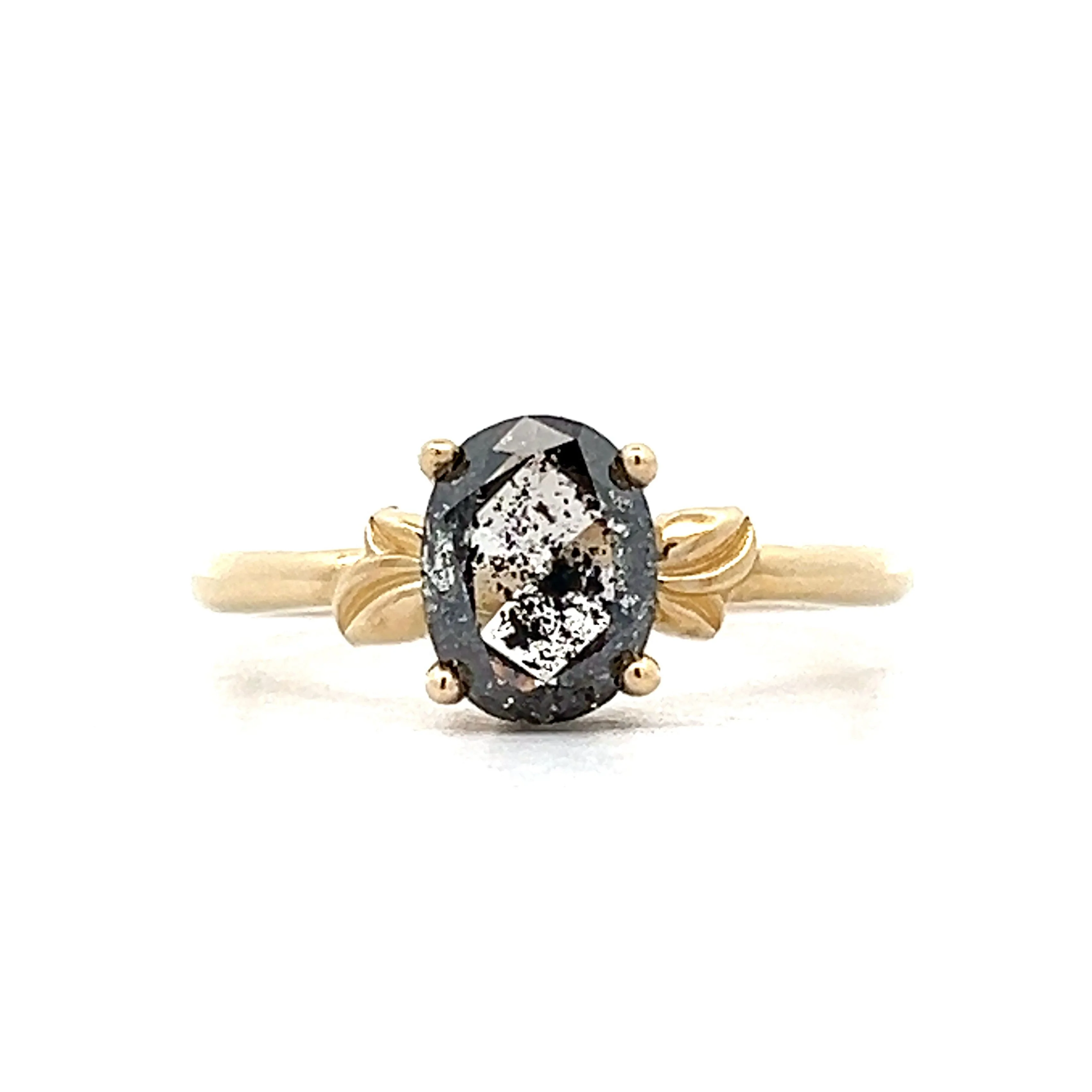 1.74 Salt & Pepper Diamond Engagement Ring in Yellow Gold