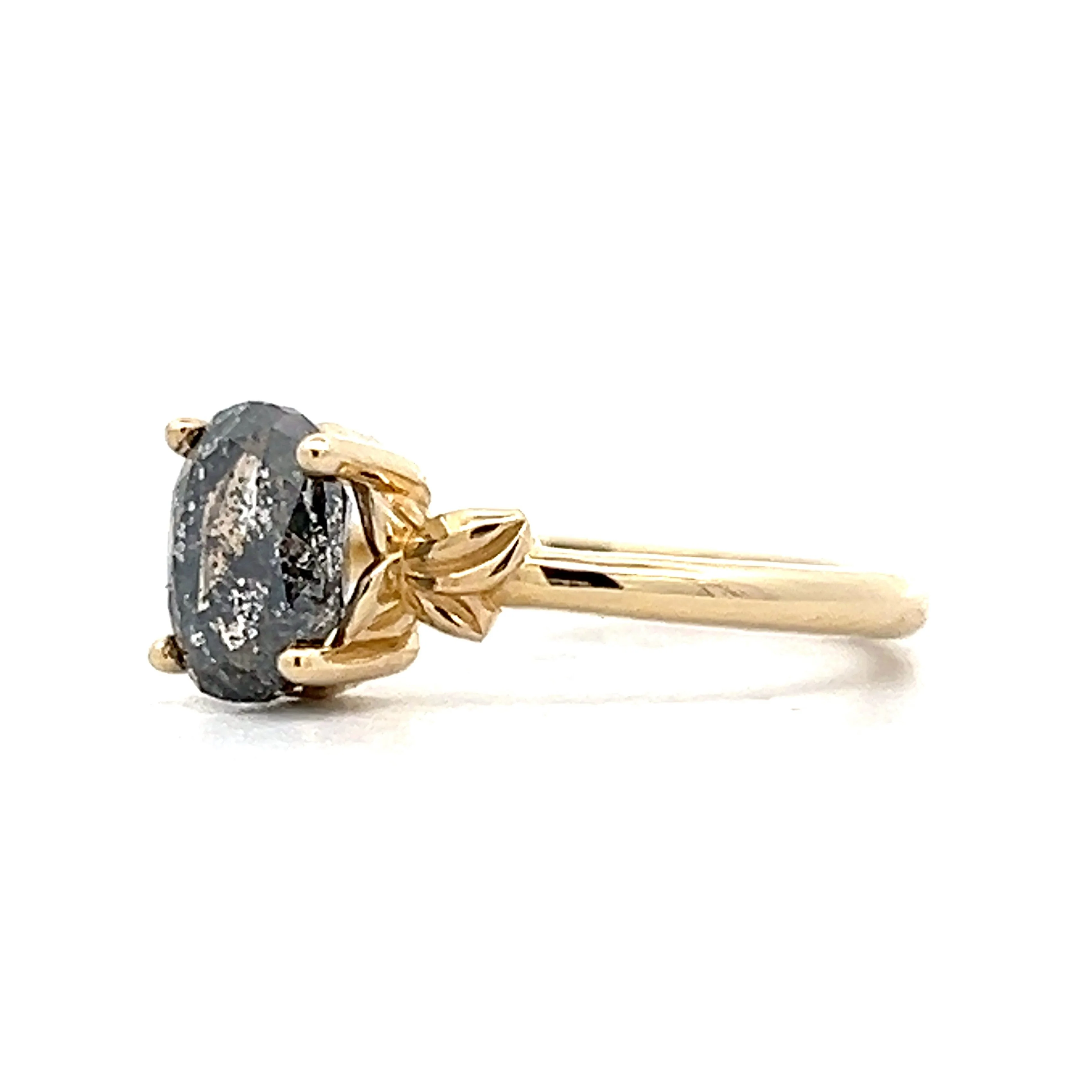 1.74 Salt & Pepper Diamond Engagement Ring in Yellow Gold - Image 2
