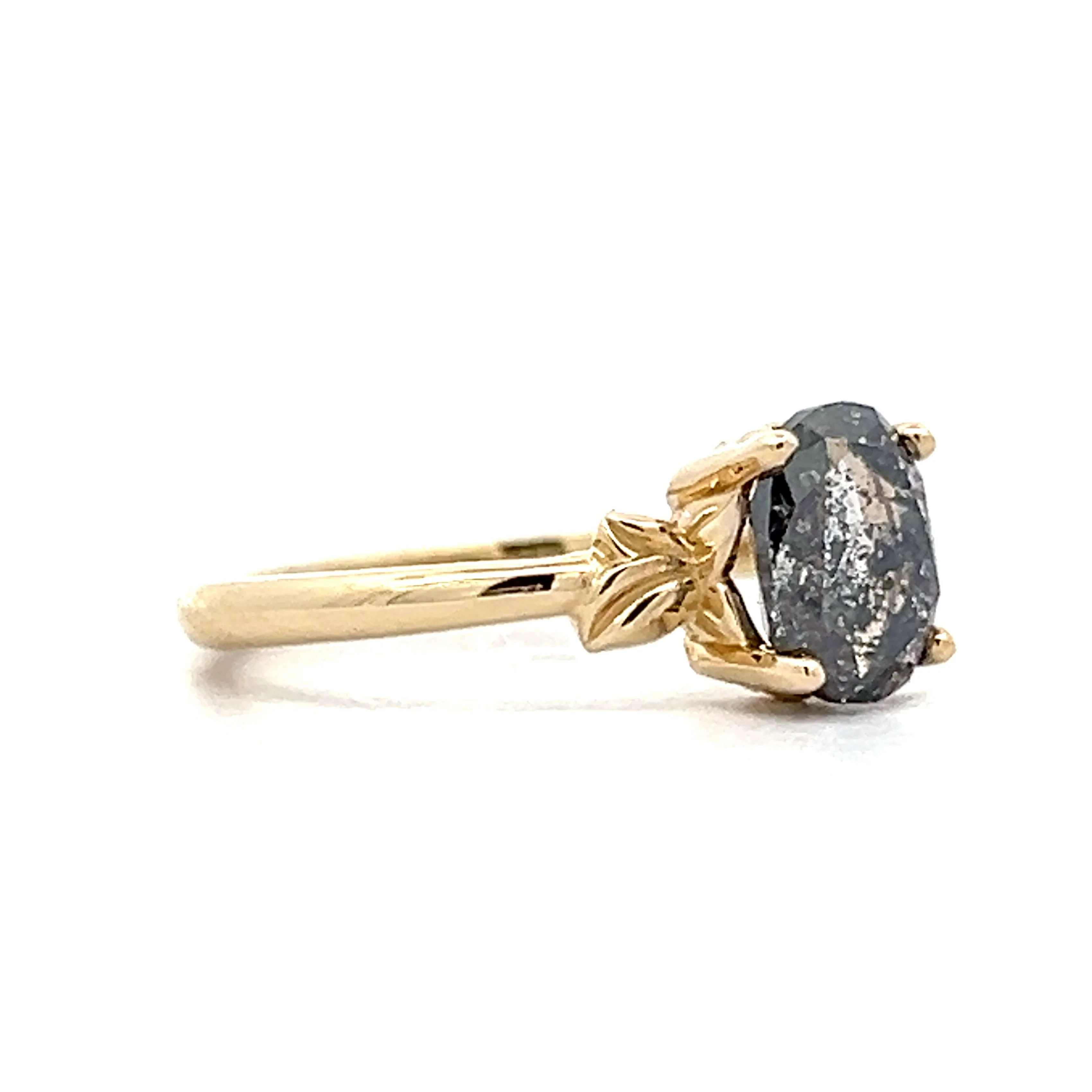 1.74 Salt & Pepper Diamond Engagement Ring in Yellow Gold - Image 3