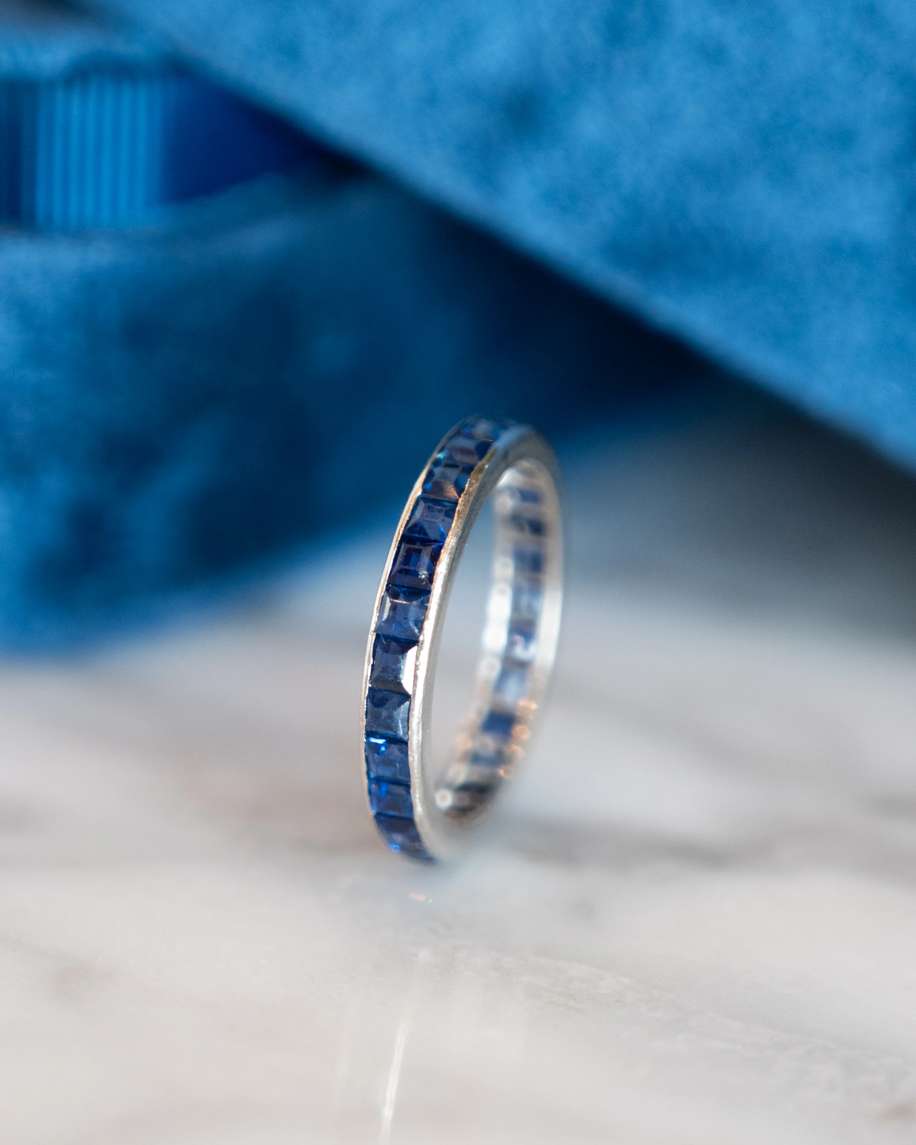 1.74 Square Cut Sapphire Eternity Band in Platinum - Image 6