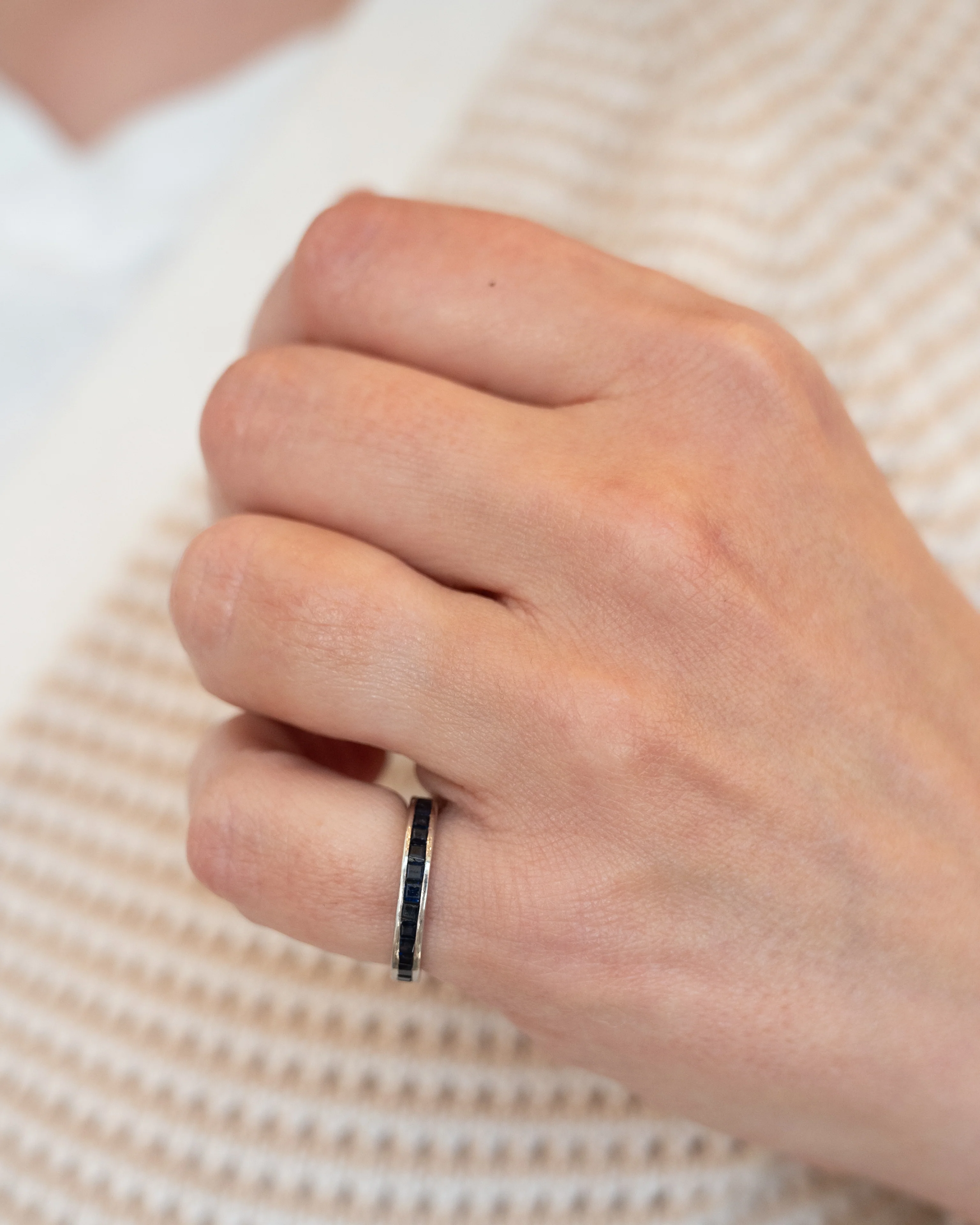 1.74 Square Cut Sapphire Eternity Band in Platinum - Image 7