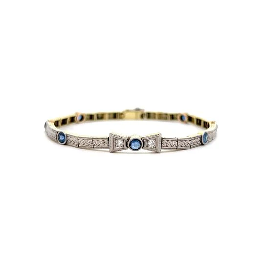 1.75 Vintage Art Deco Sapphire & Diamond Bracelet