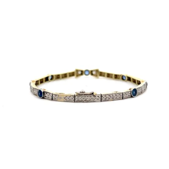 1.75 Vintage Art Deco Sapphire & Diamond Bracelet - Image 4