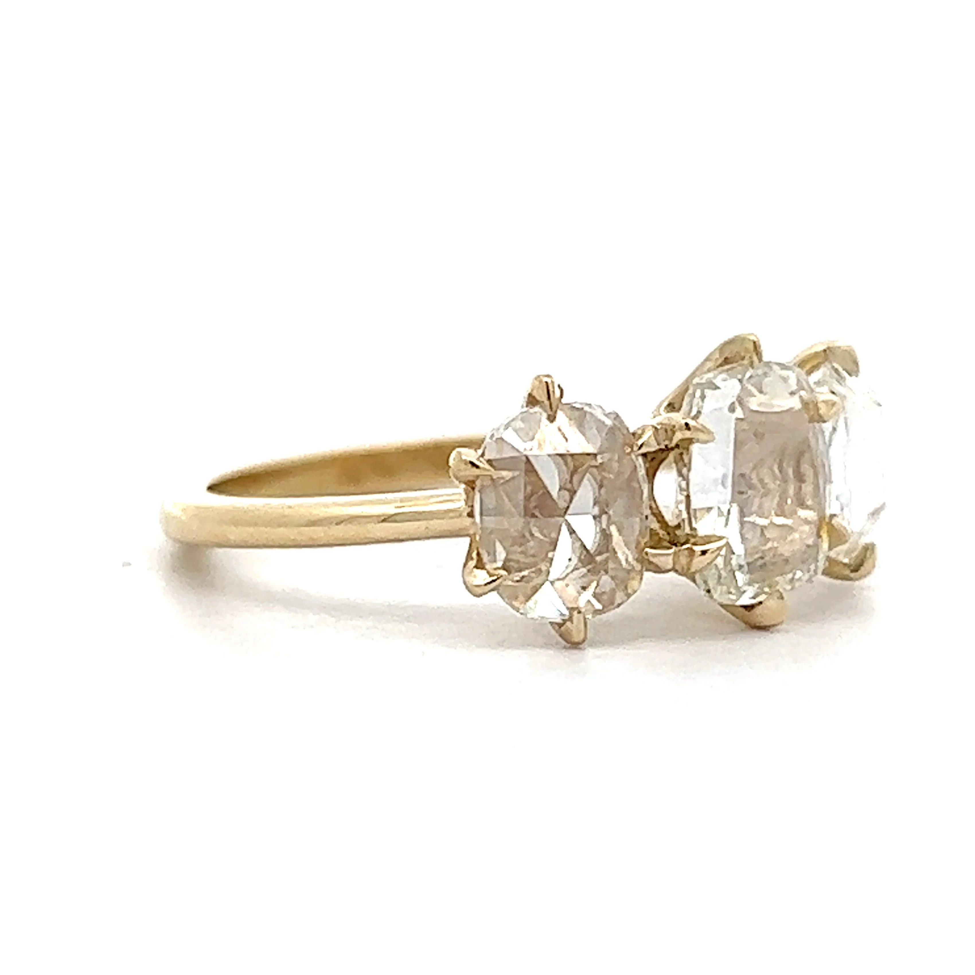 1.76 Rose Cut Diamond Engagement Ring in Yellow Gold - Image 3