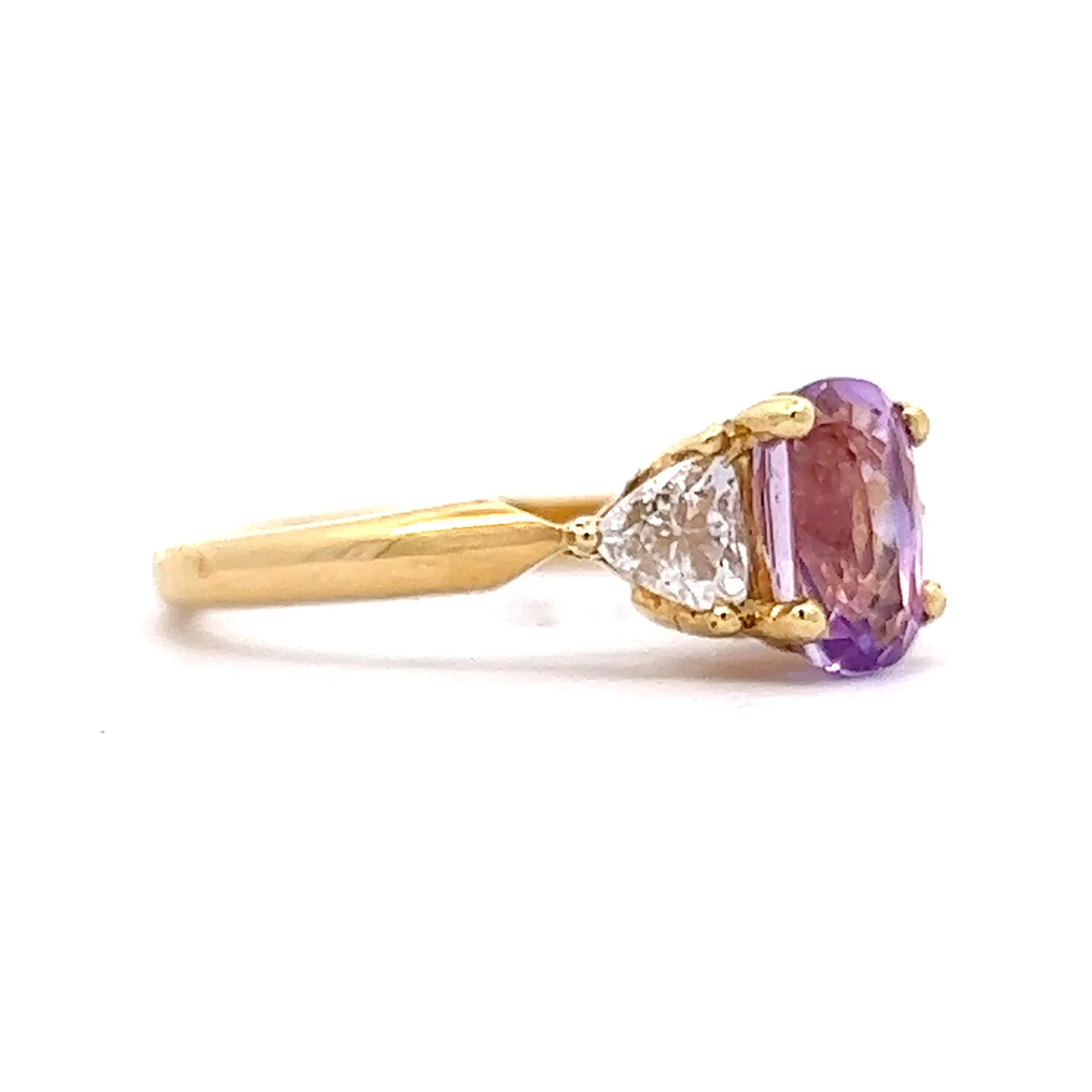 1.76 Oval Purple Sapphire Engagement Ring in 18k Yellow Gold - Image 3