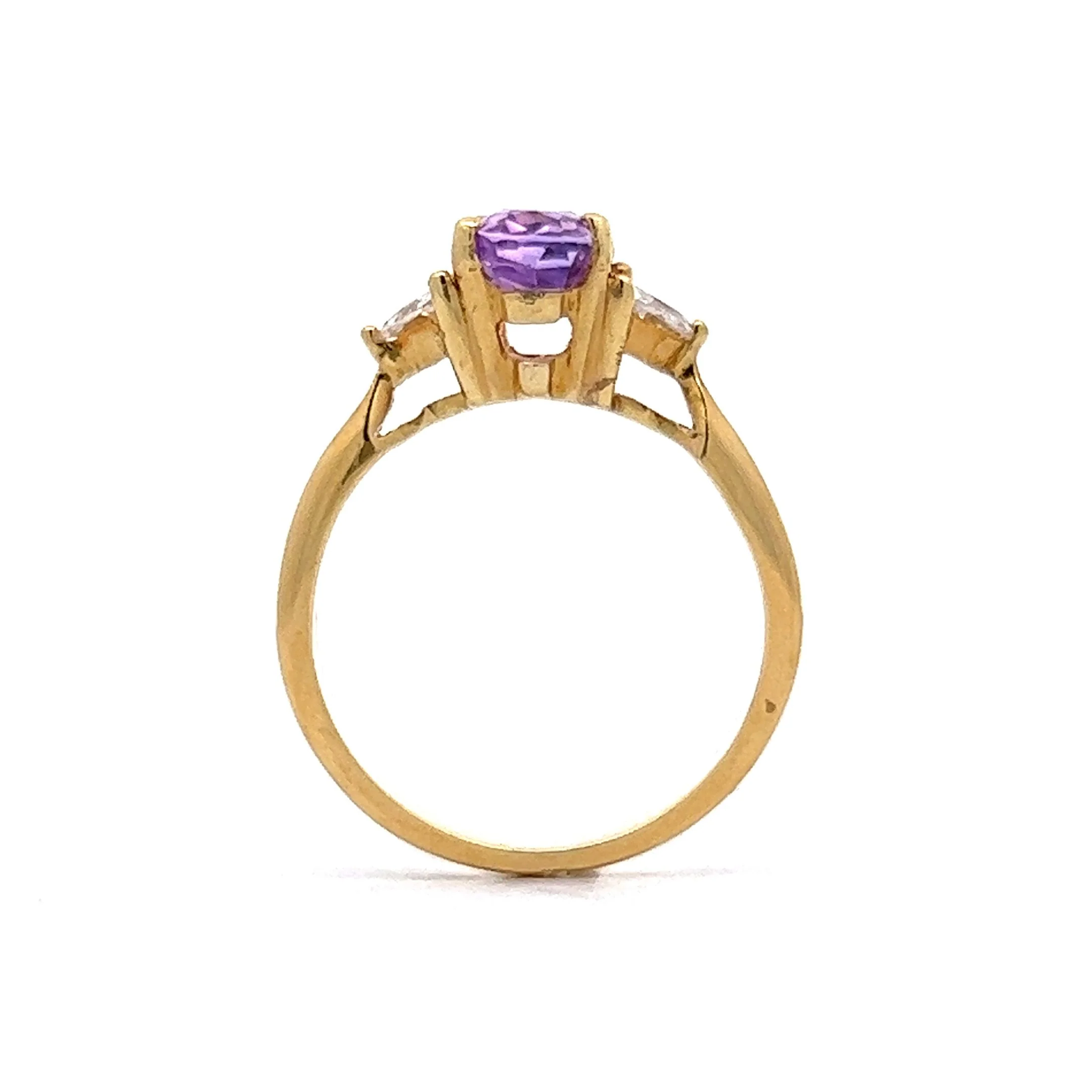 1.76 Oval Purple Sapphire Engagement Ring in 18k Yellow Gold - Image 4