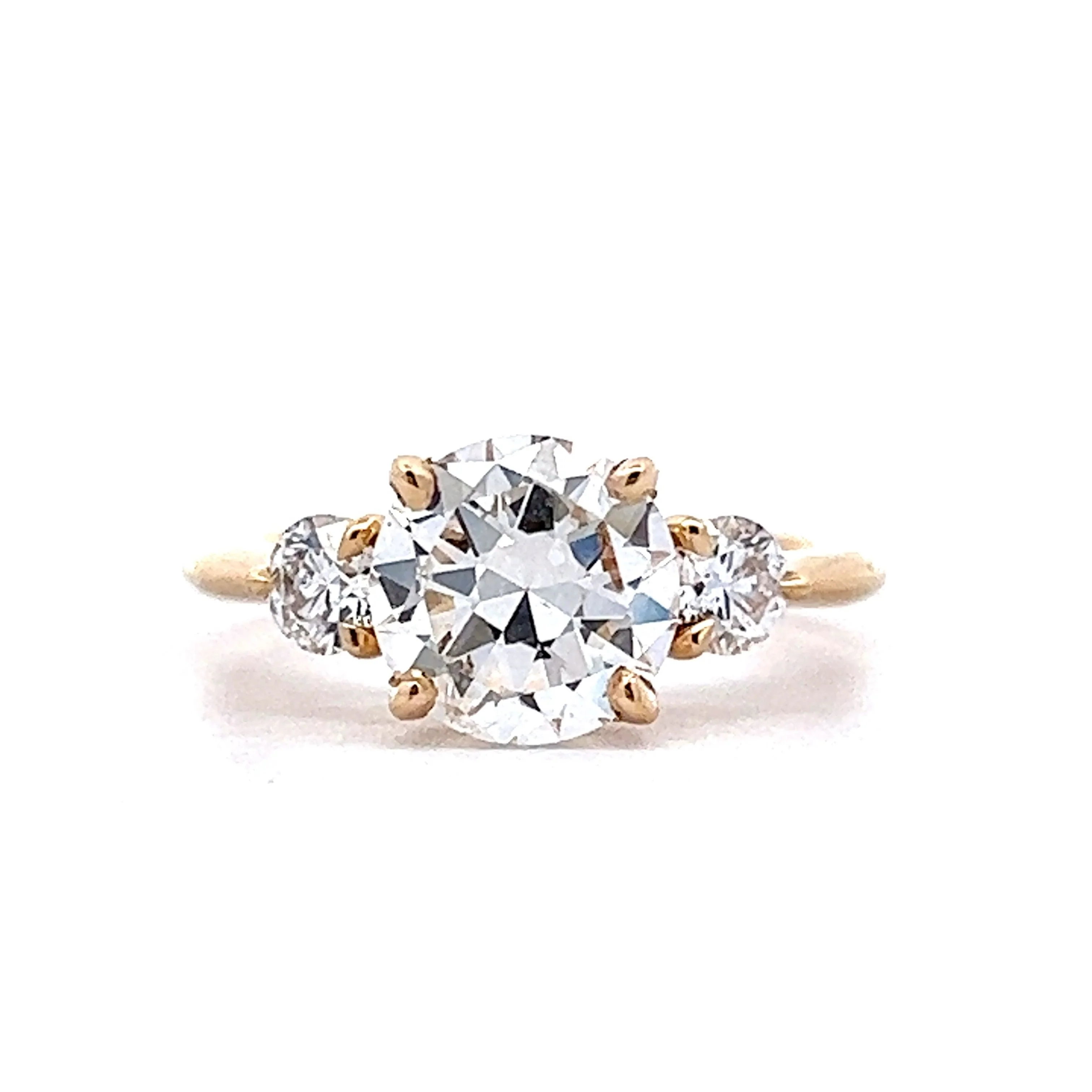 1.76 Diamond Three Stone Engagement Ring in Yellow Gold