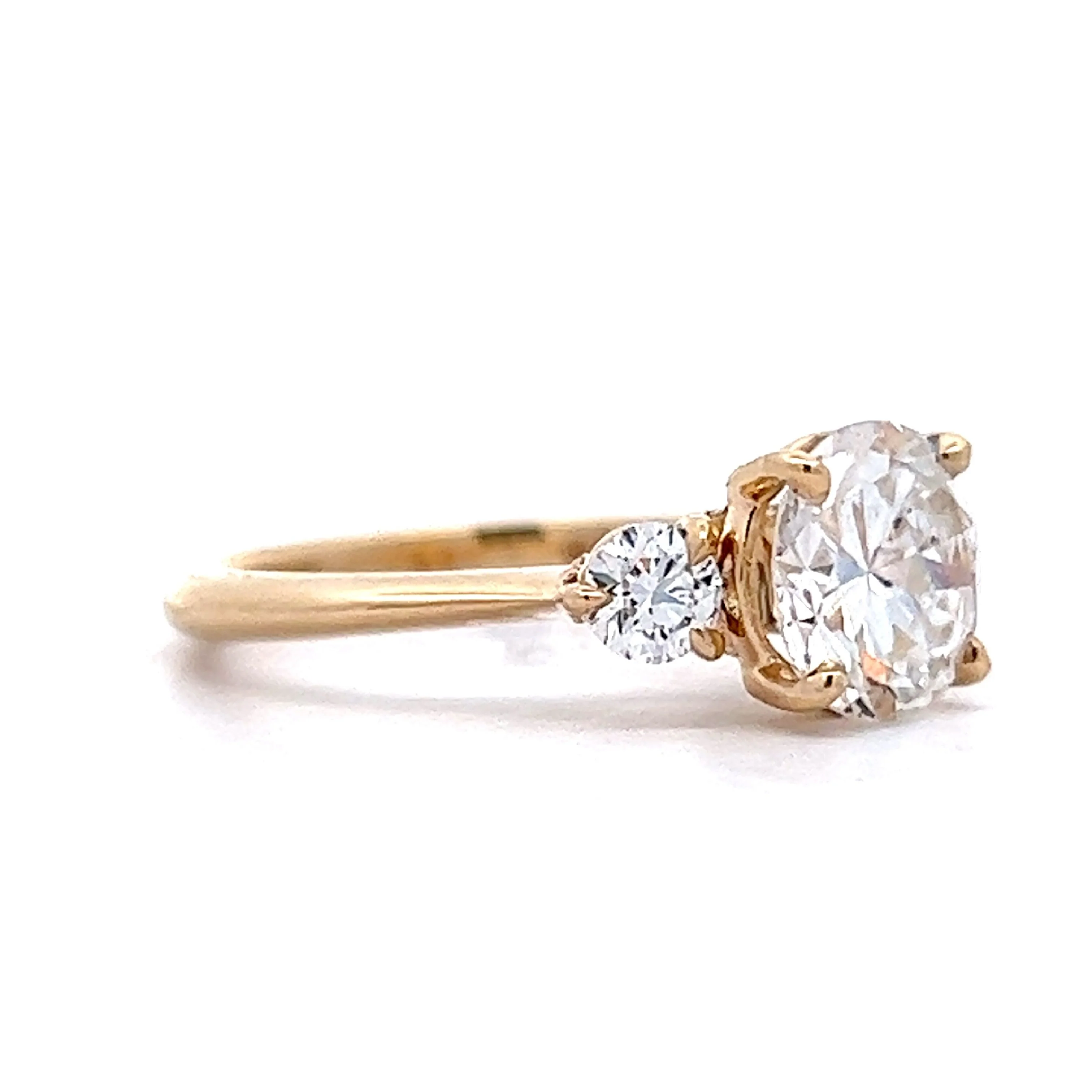1.76 Diamond Three Stone Engagement Ring in Yellow Gold - Image 3