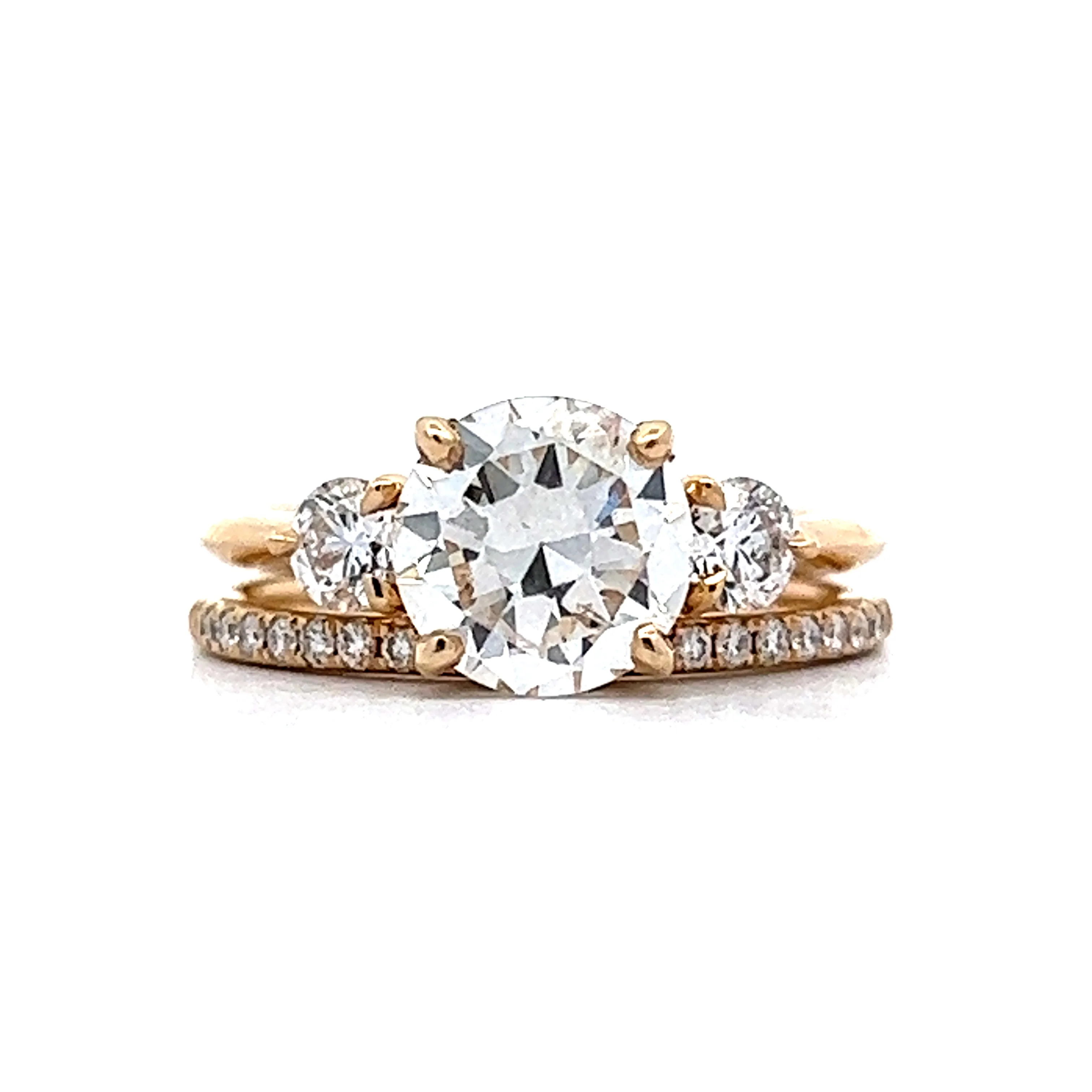 1.76 Diamond Three Stone Engagement Ring in Yellow Gold - Image 6
