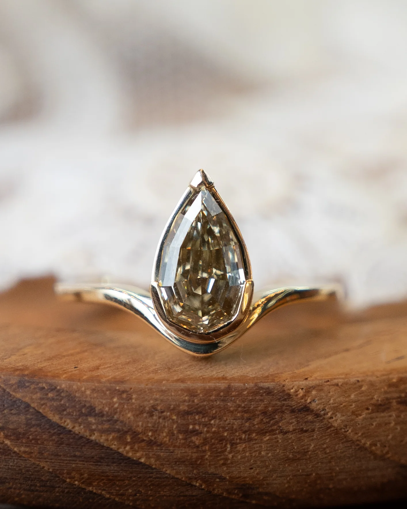 1.10 Cognac Diamond Engagement Ring in 14k - Image 6