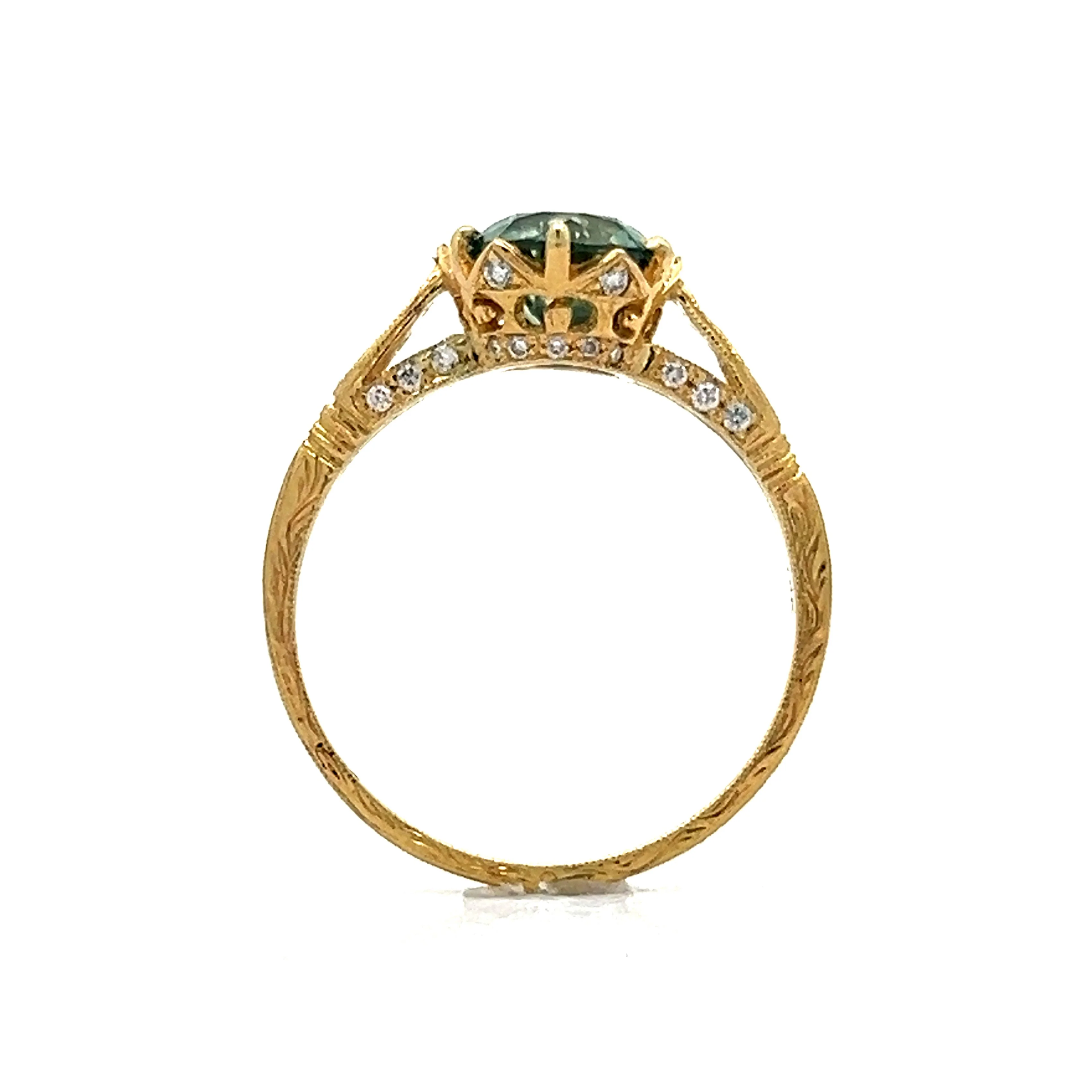 1.77 Teal Montana Sapphire Engagement Ring in 14k Yellow Gold - Image 5