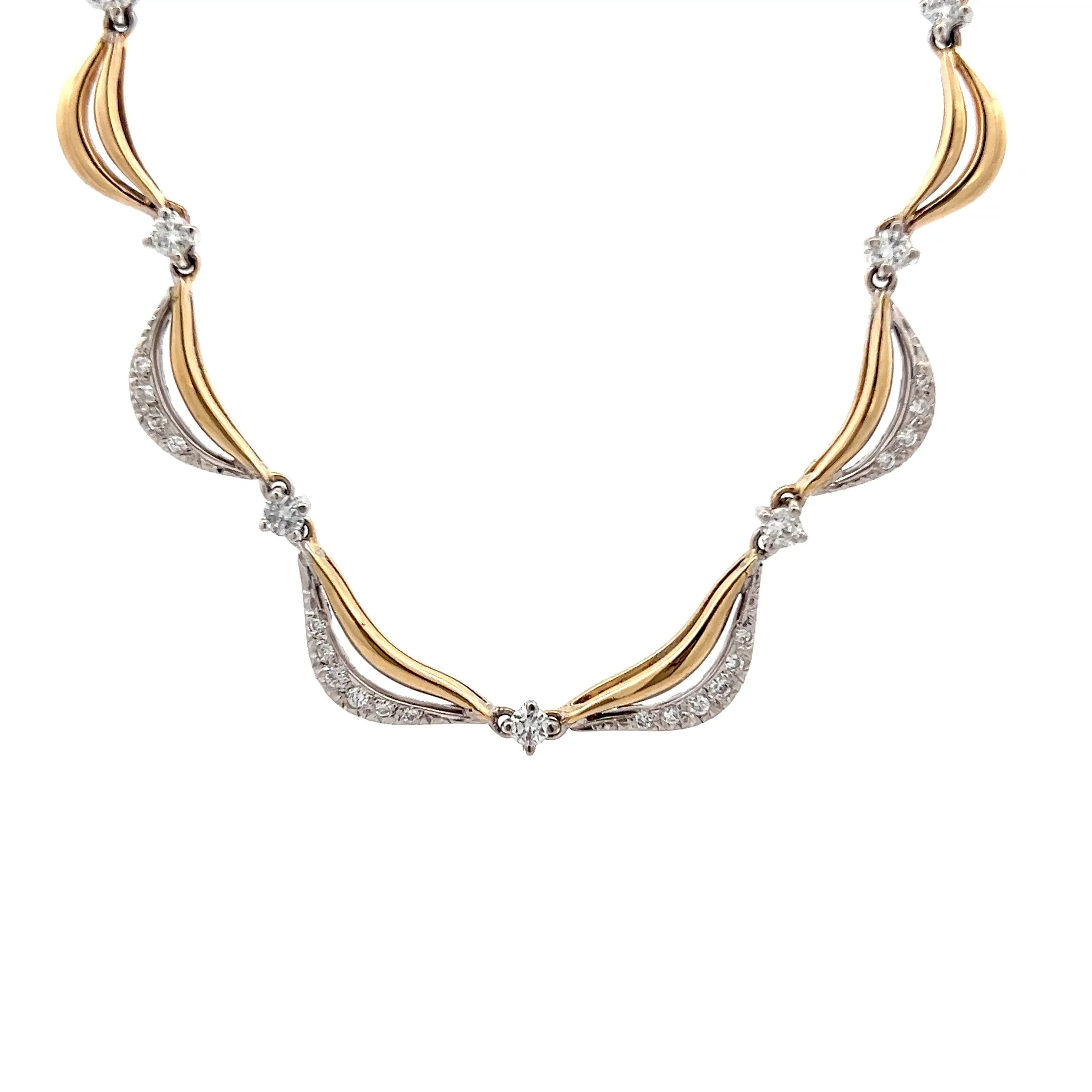 1.78 Diamond Collar Necklace 14k Two-Tone Gold