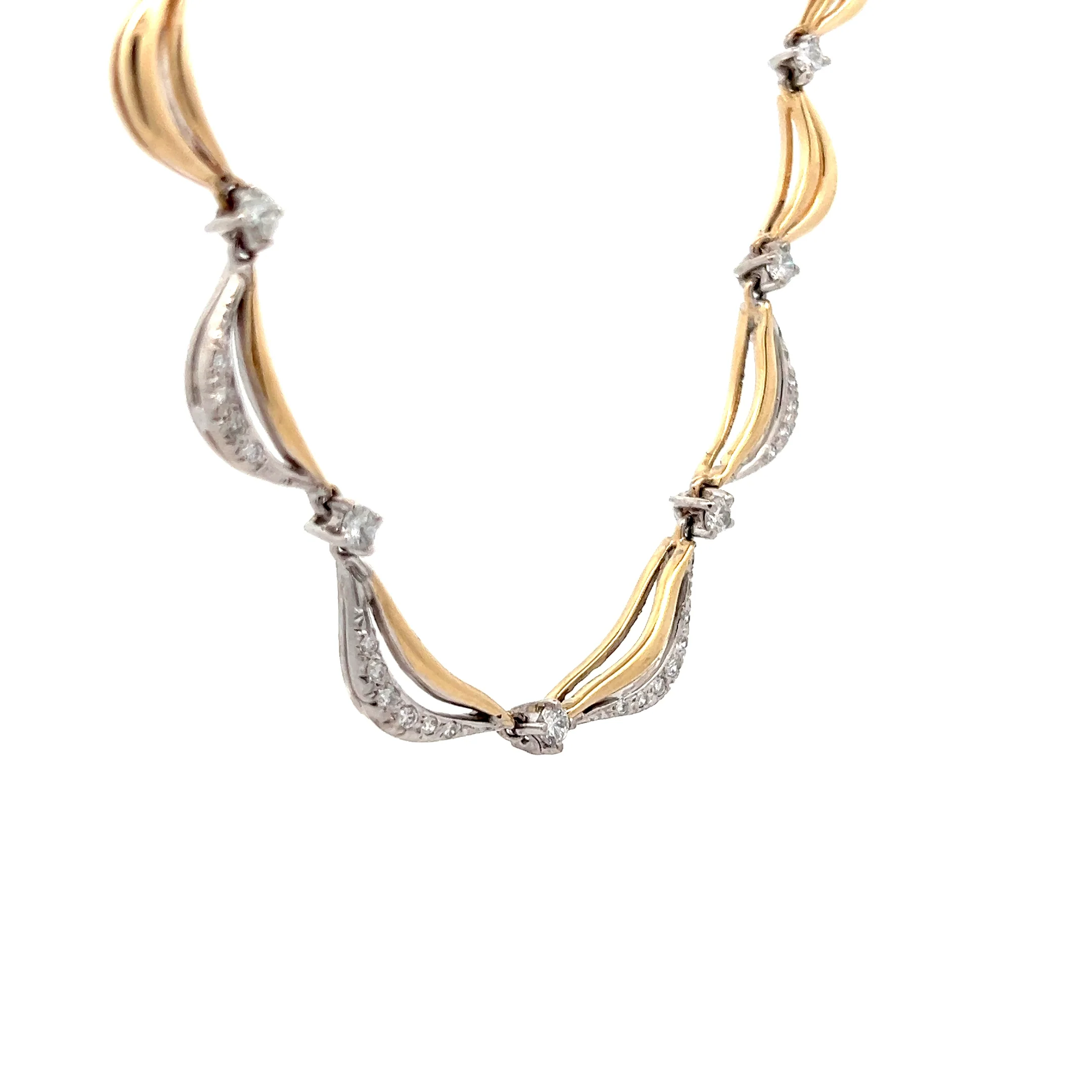 1.78 Diamond Collar Necklace 14k Two-Tone Gold - Image 3