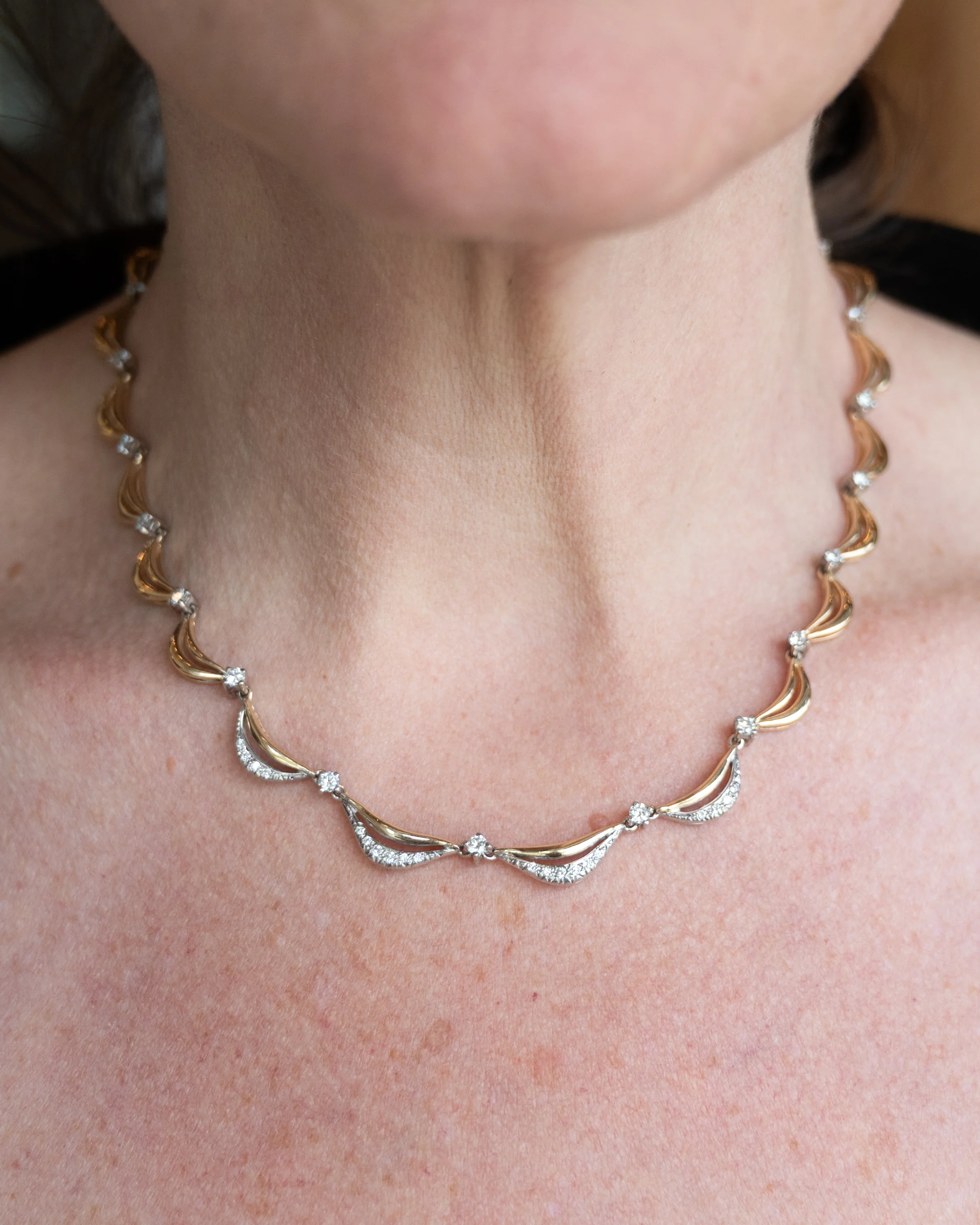 1.78 Diamond Collar Necklace 14k Two-Tone Gold - Image 6