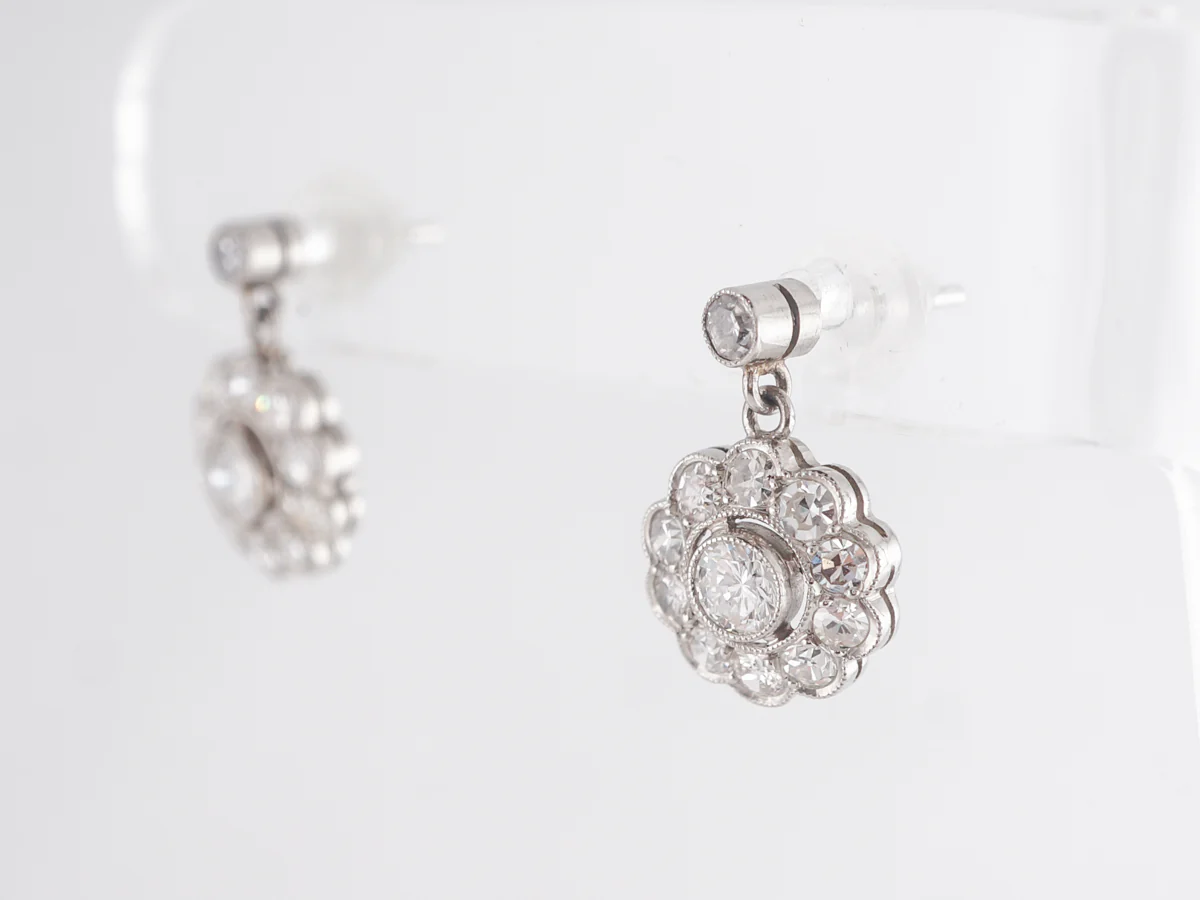 1.80 European Diamond Cluster Earrings in Platinum - Image 2