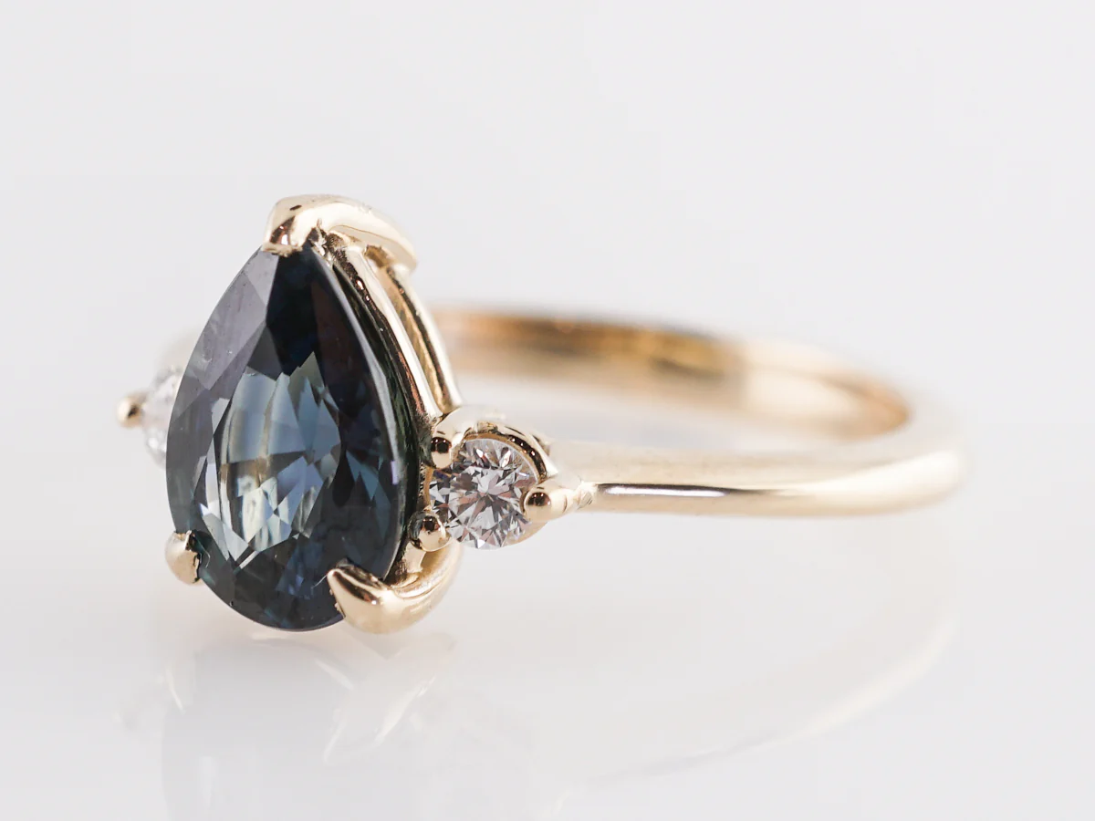 1.80 Pear Cut Sapphire Engagement Ring in 14K Yellow Gold - Image 2