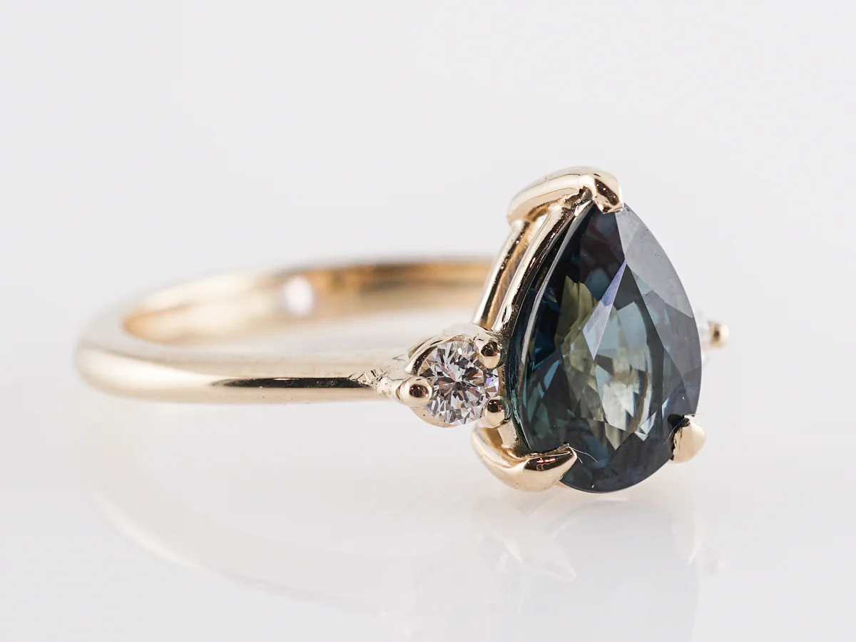 1.80 Pear Cut Sapphire Engagement Ring in 14K Yellow Gold - Image 3