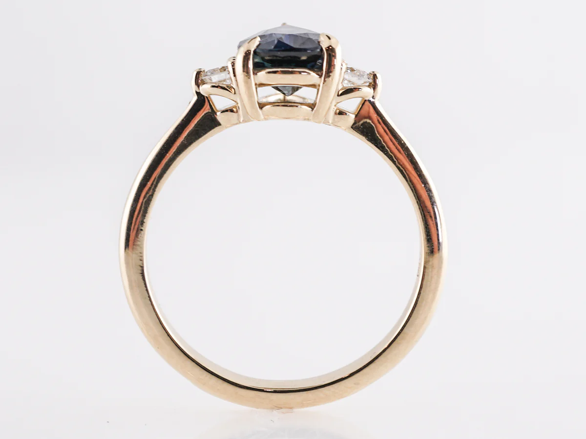 1.80 Pear Cut Sapphire Engagement Ring in 14K Yellow Gold - Image 4