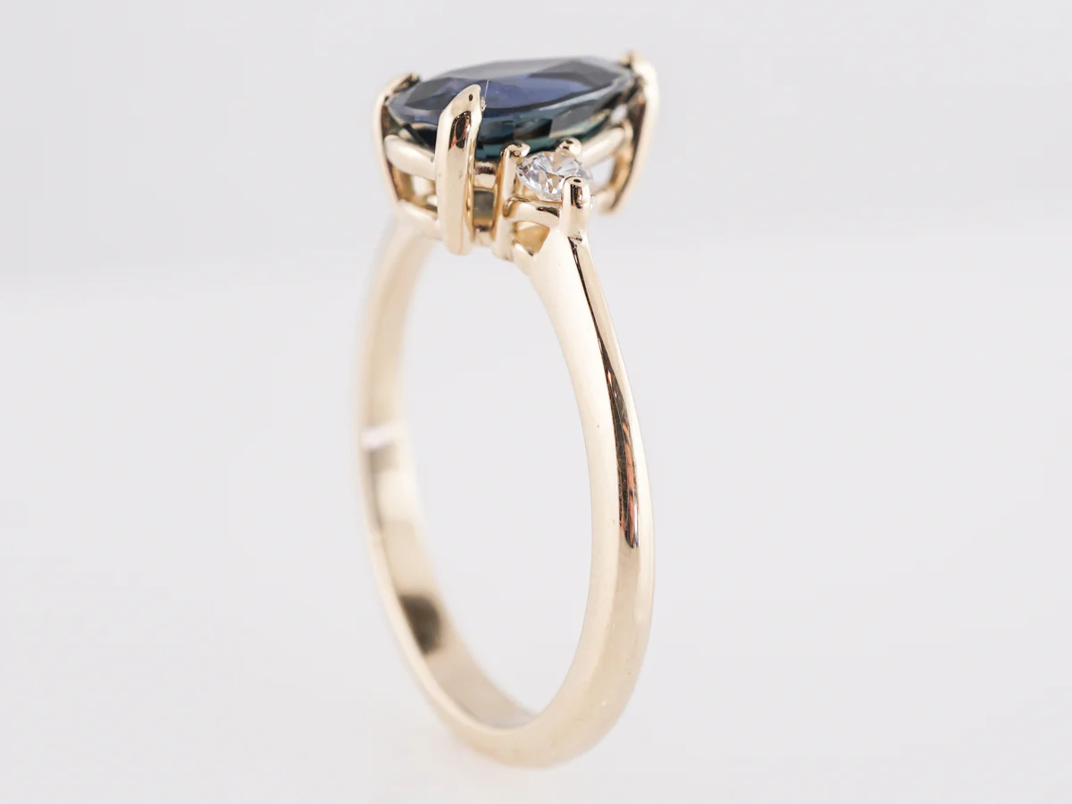 1.80 Pear Cut Sapphire Engagement Ring in 14K Yellow Gold - Image 5