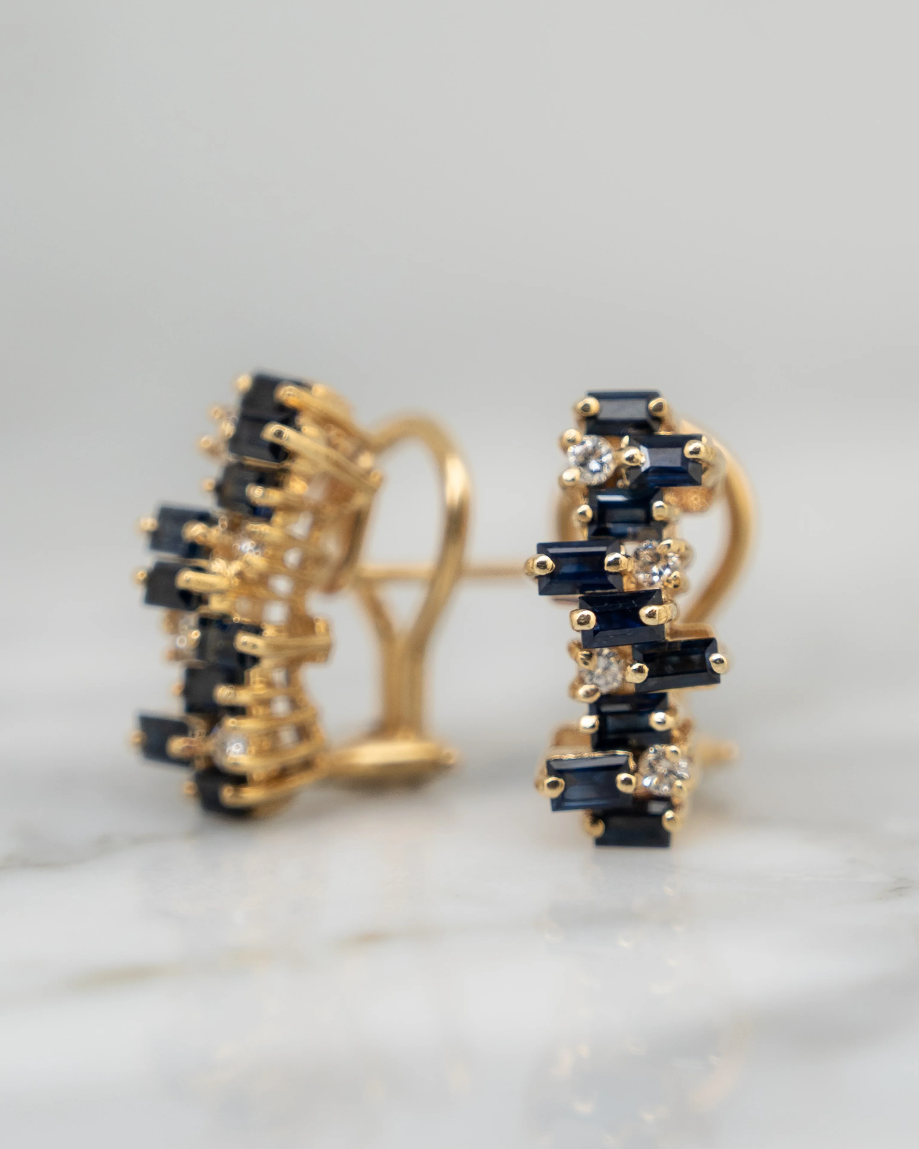 1.80 Sapphire & Diamond Stud Earrings in 14k Yellow Gold - Image 5
