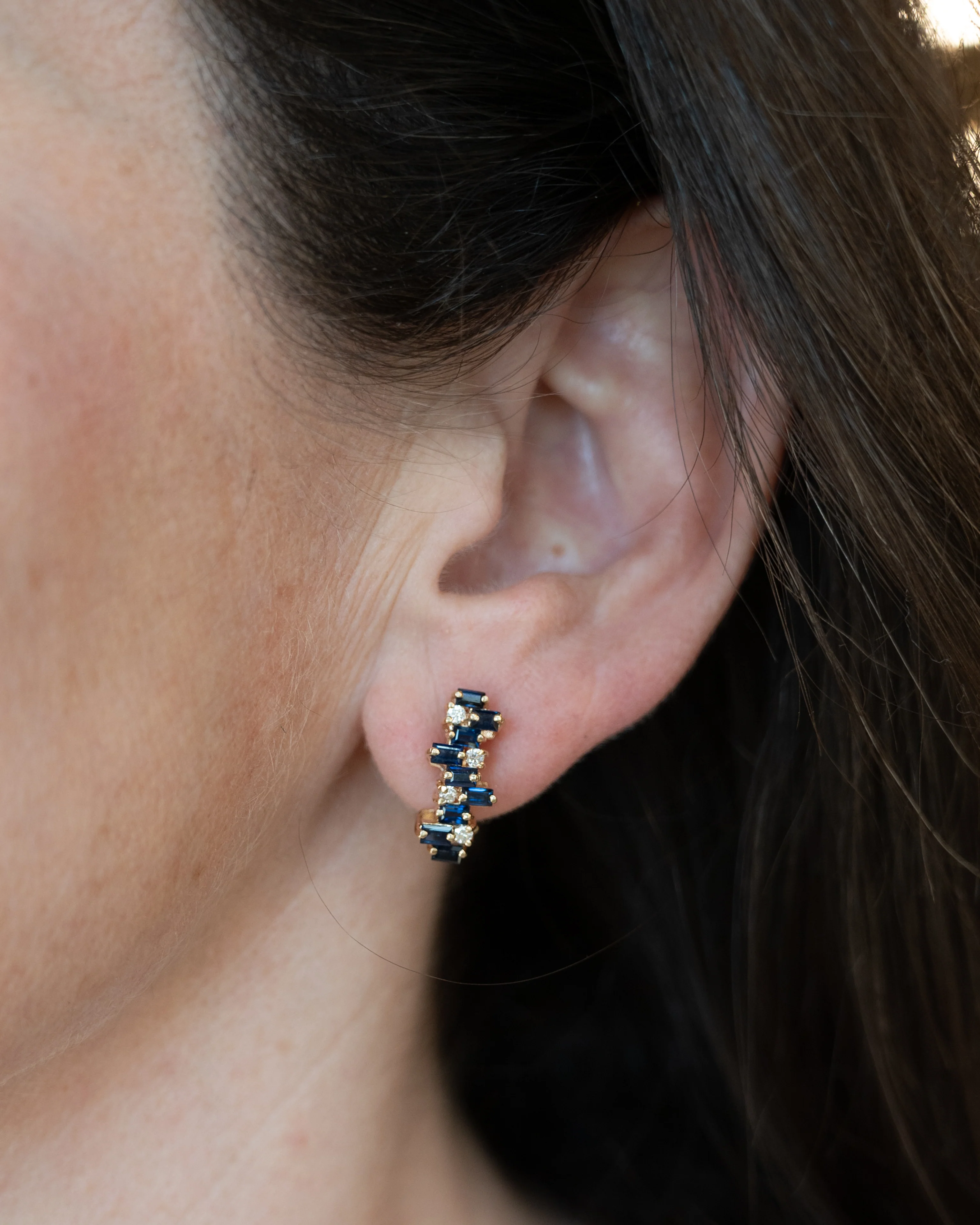 1.80 Sapphire & Diamond Stud Earrings in 14k Yellow Gold - Image 6
