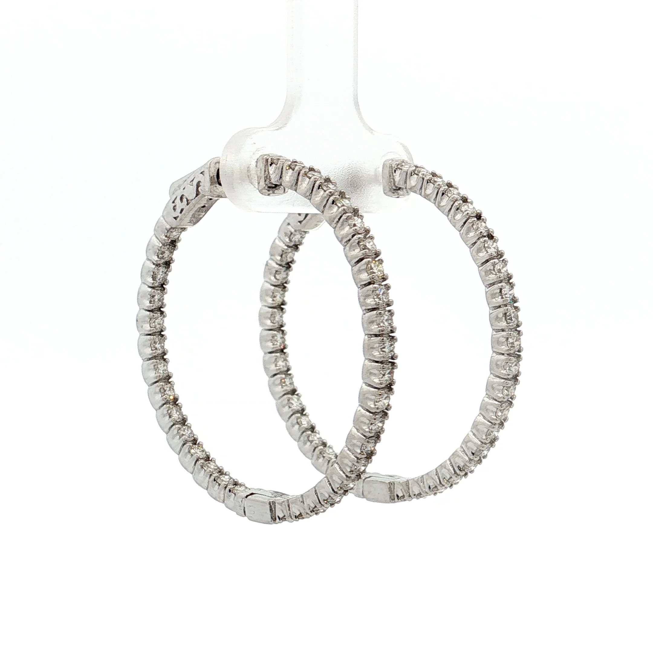 1.86 Inside-Out Diamond Hoop Earrings 14k - Image 3