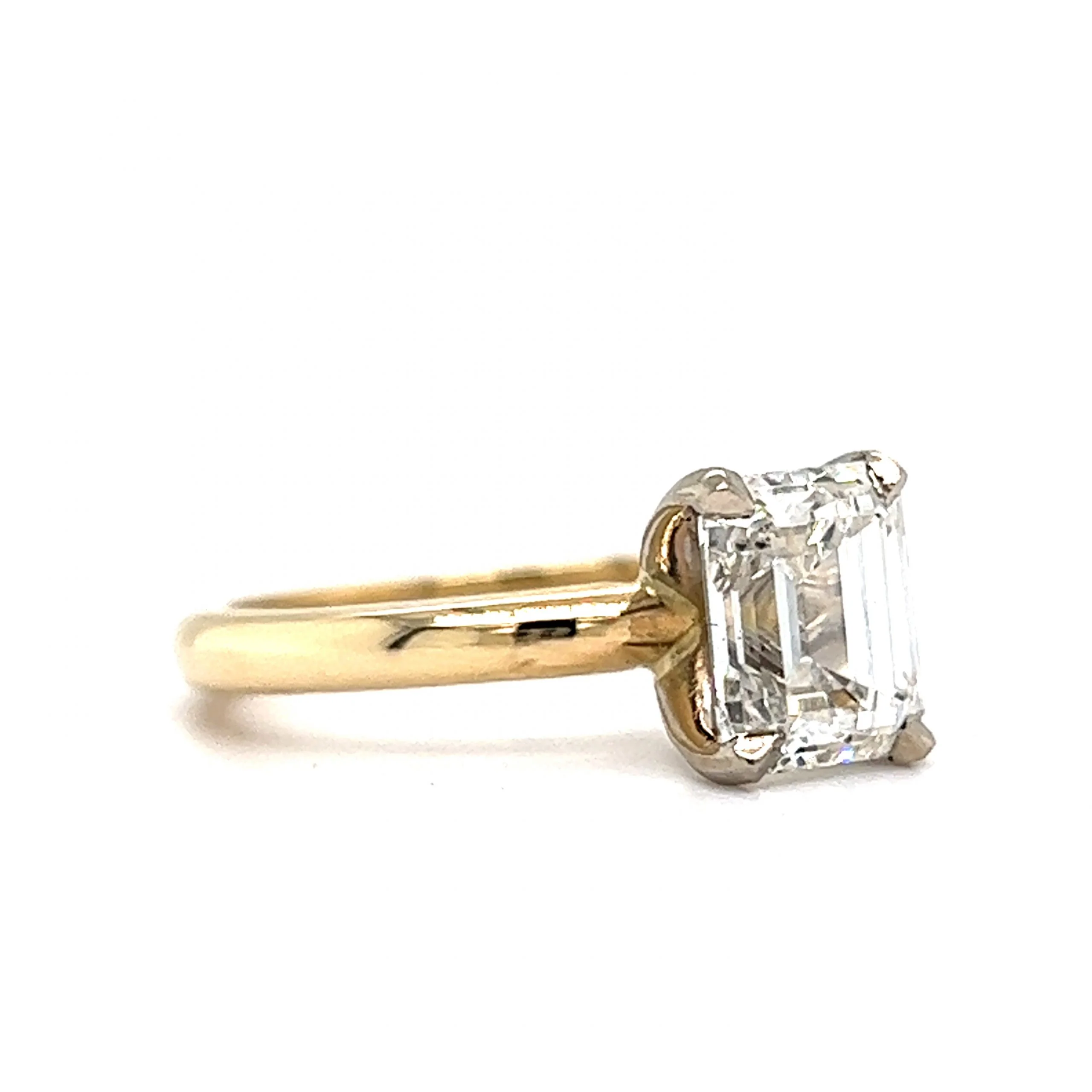 1.86 Solitaire Emerald Cut Diamond Engagement Ring in 14k Gold - Image 3