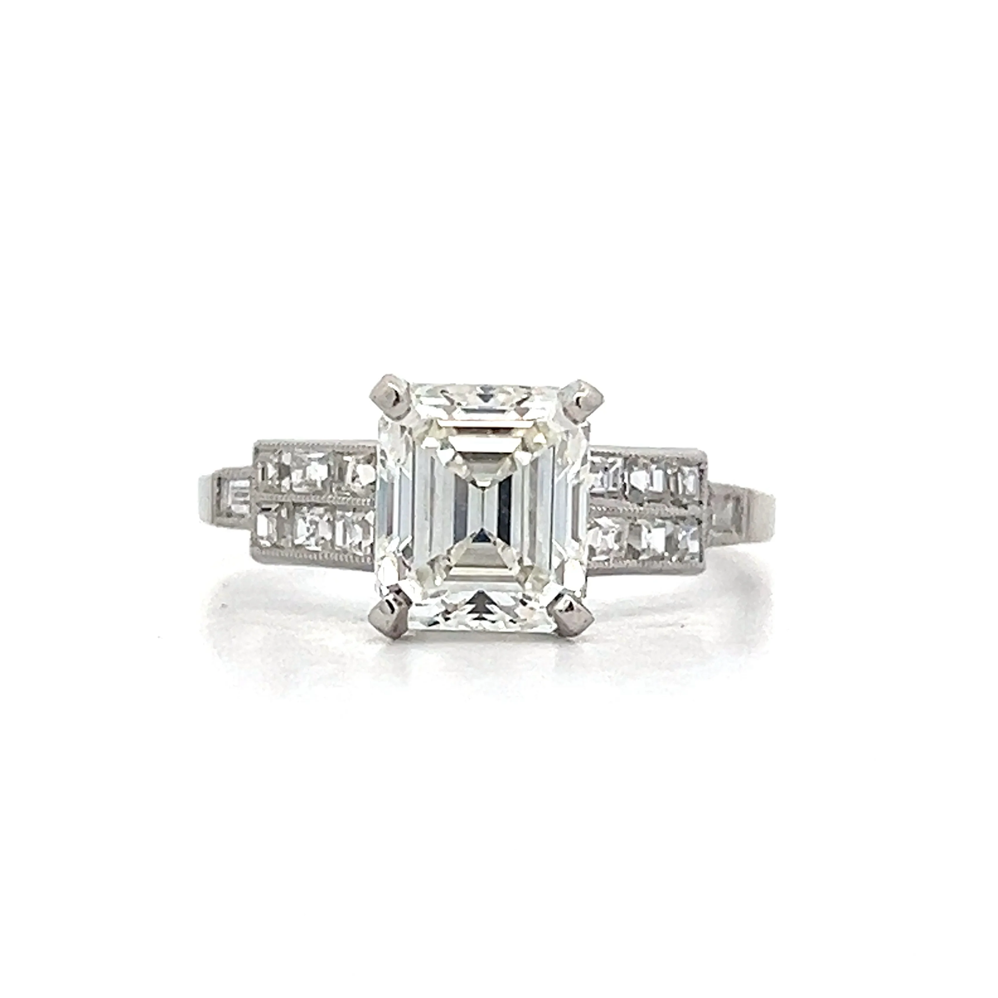 1.90 Antique Art Deco Engagement Ring in Platinum
