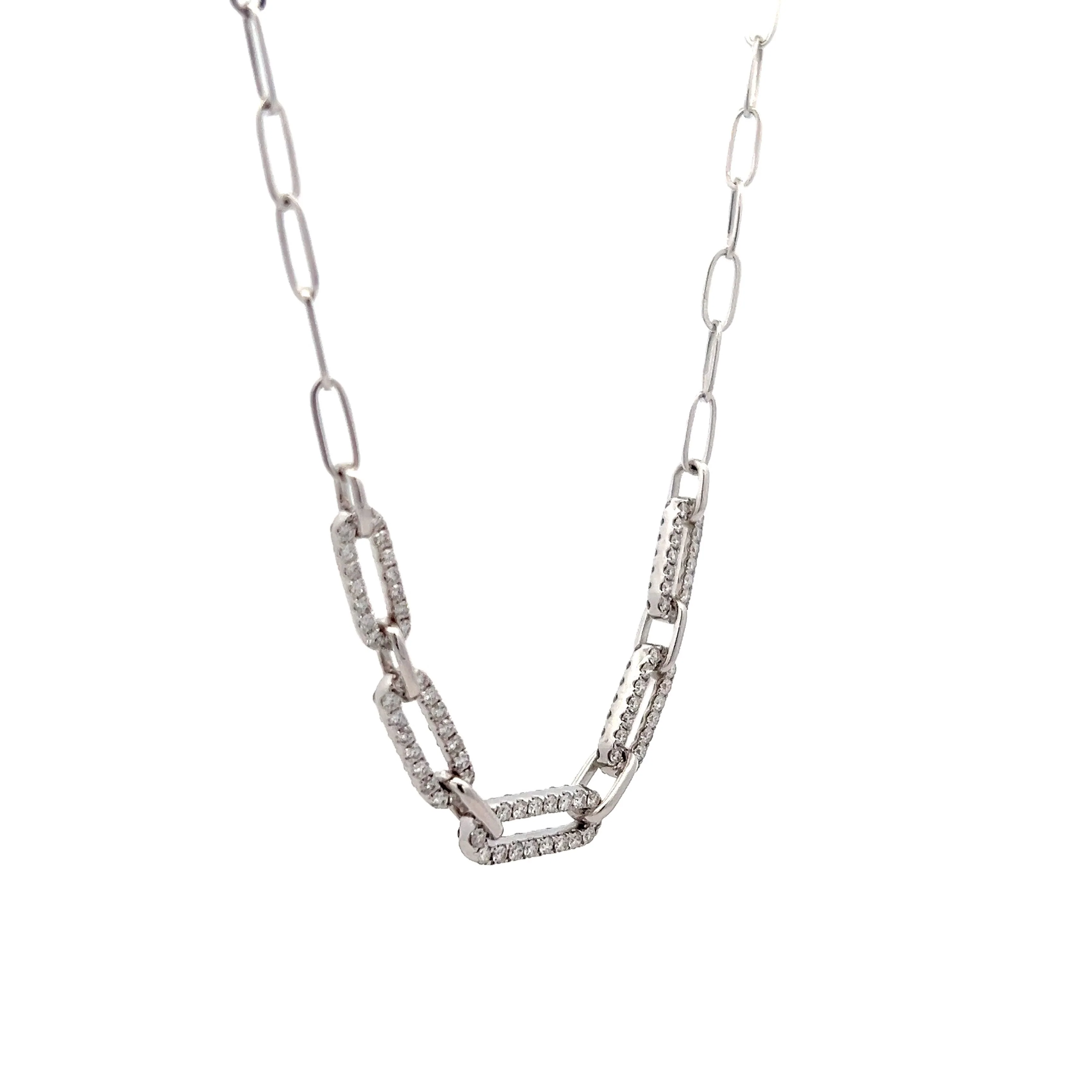 1.91 Pave Diamond Paperclip Necklace in 18k - Image 3