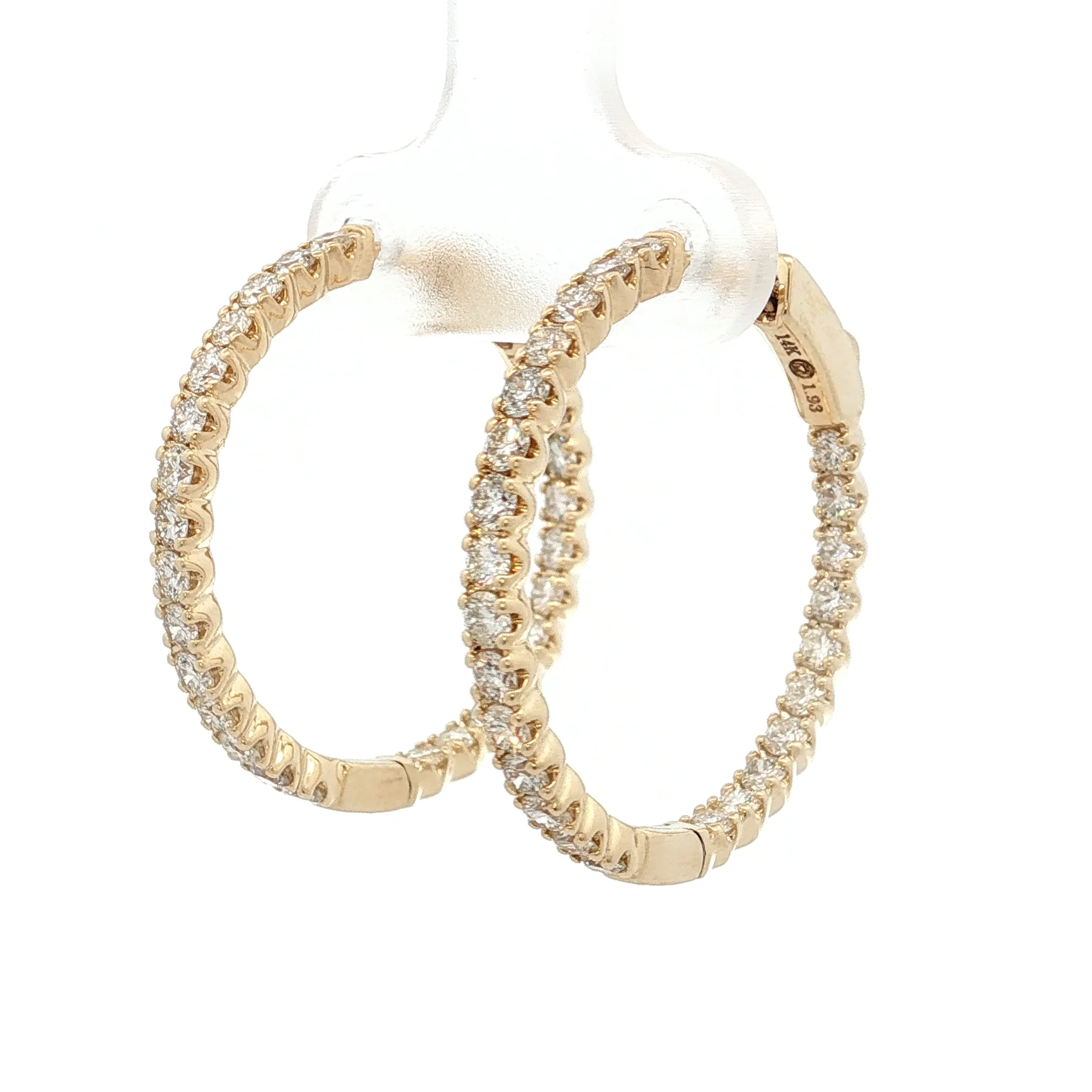 1.93 Diamond Inside-Out Hoop Earrings 14k Yellow Gold - Image 2