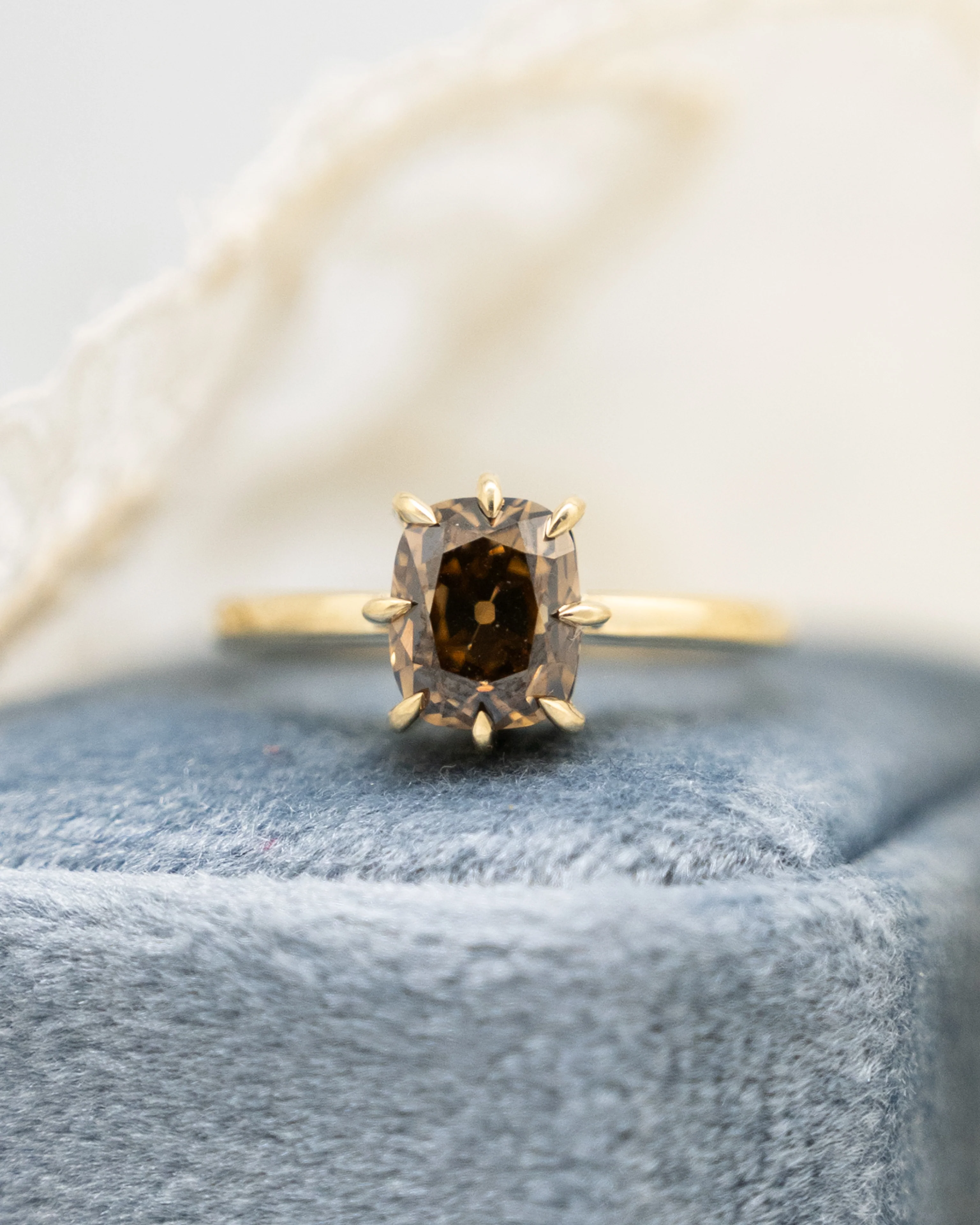1.93 Fancy Brown Cushion Diamond Engagement Ring in 14k - Image 6
