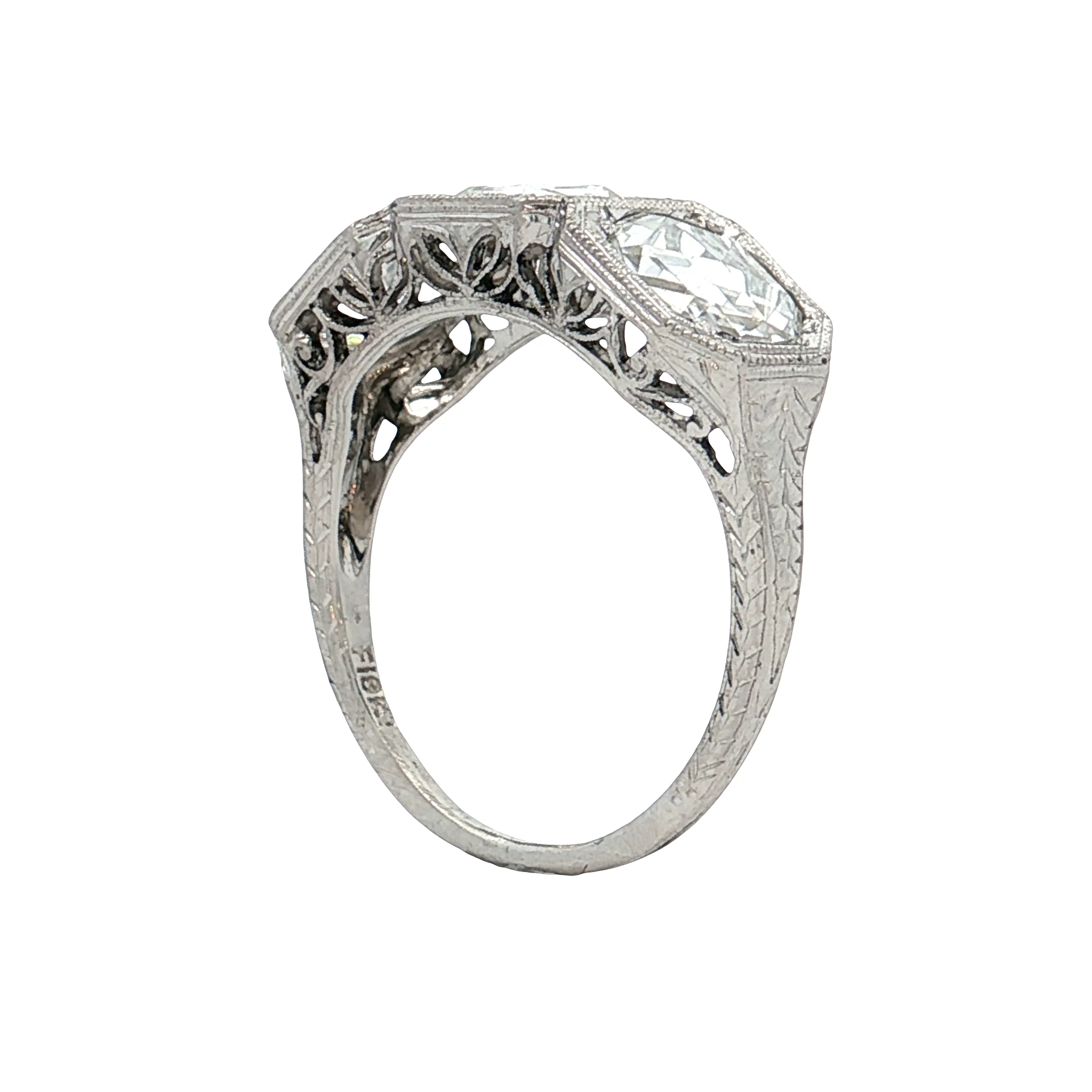 1.95 Antique Three Stone Rose Cut Diamond Engagement Ring 18k - Image 5