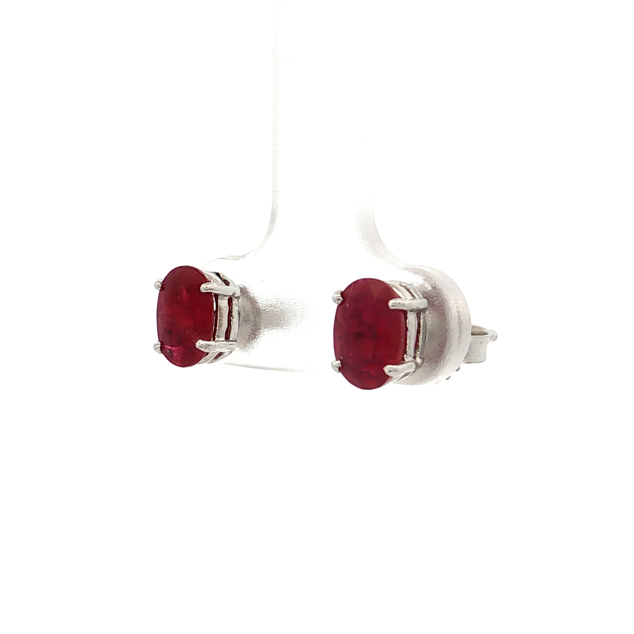 1.96 Oval Ruby Stud Earrings 18k White Gold - Image 2
